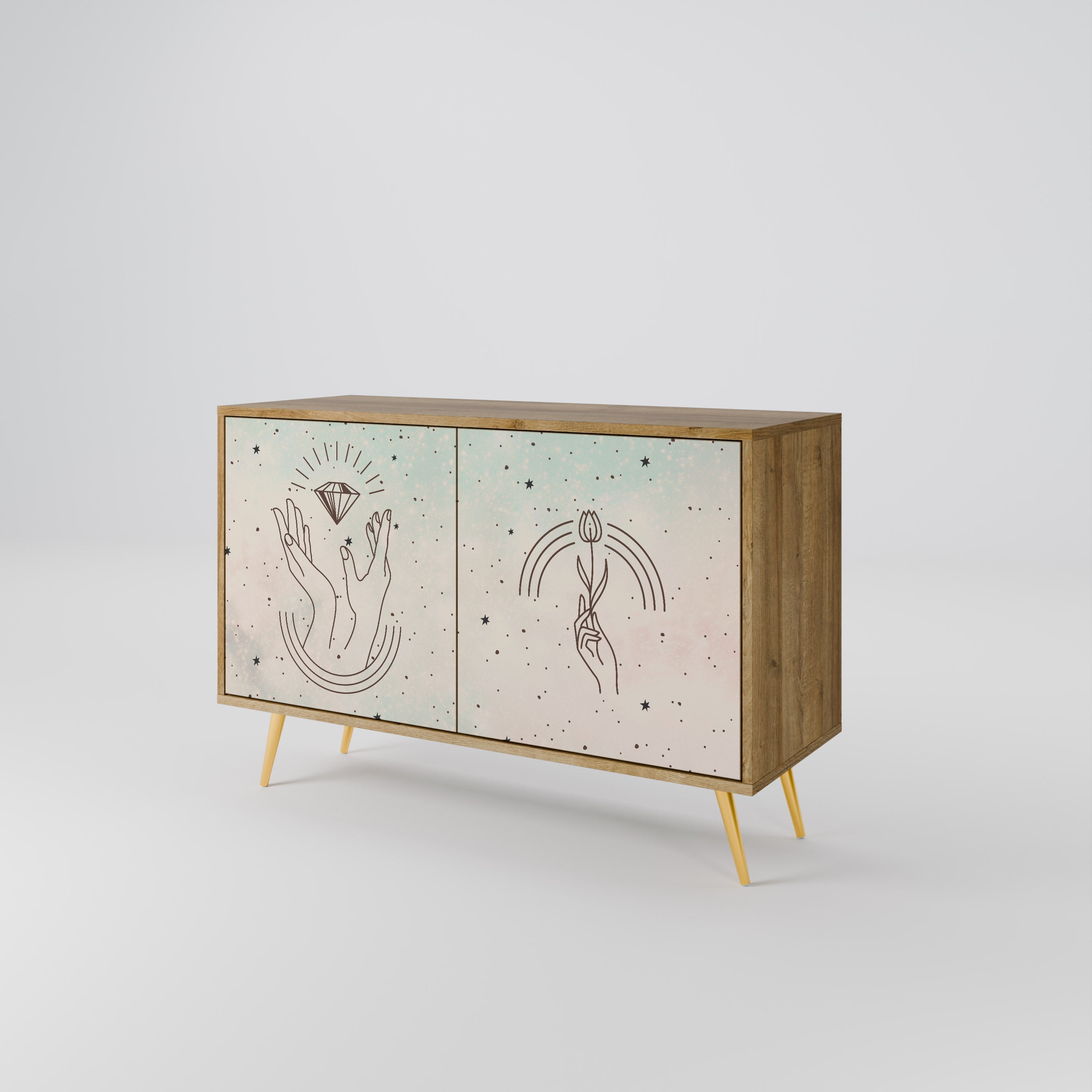 DELICATE BEAUTY 2-Door Sideboard in Oak Effect