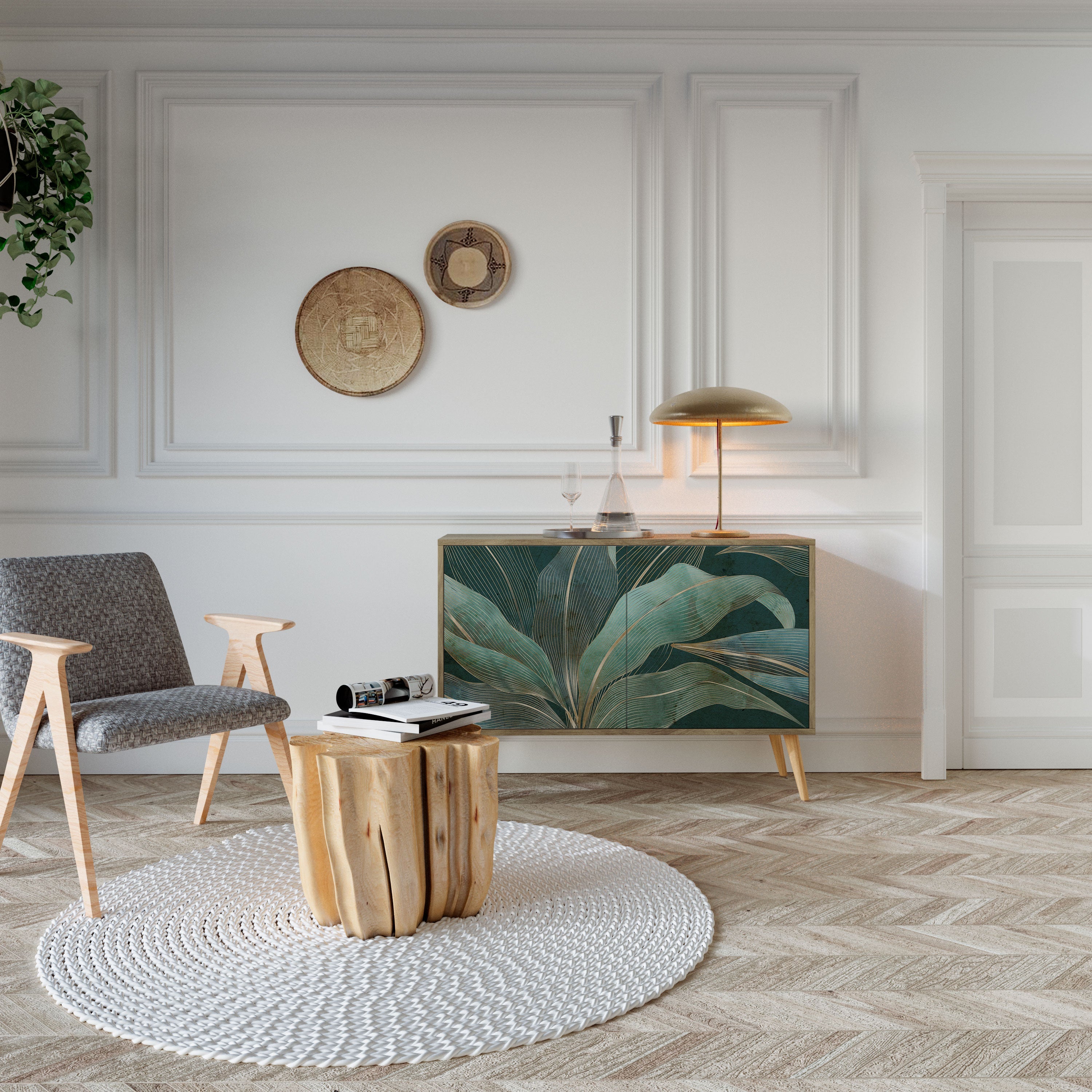 ROYAL GREEN Aparador de 2 Portas em Efeito Carvalho