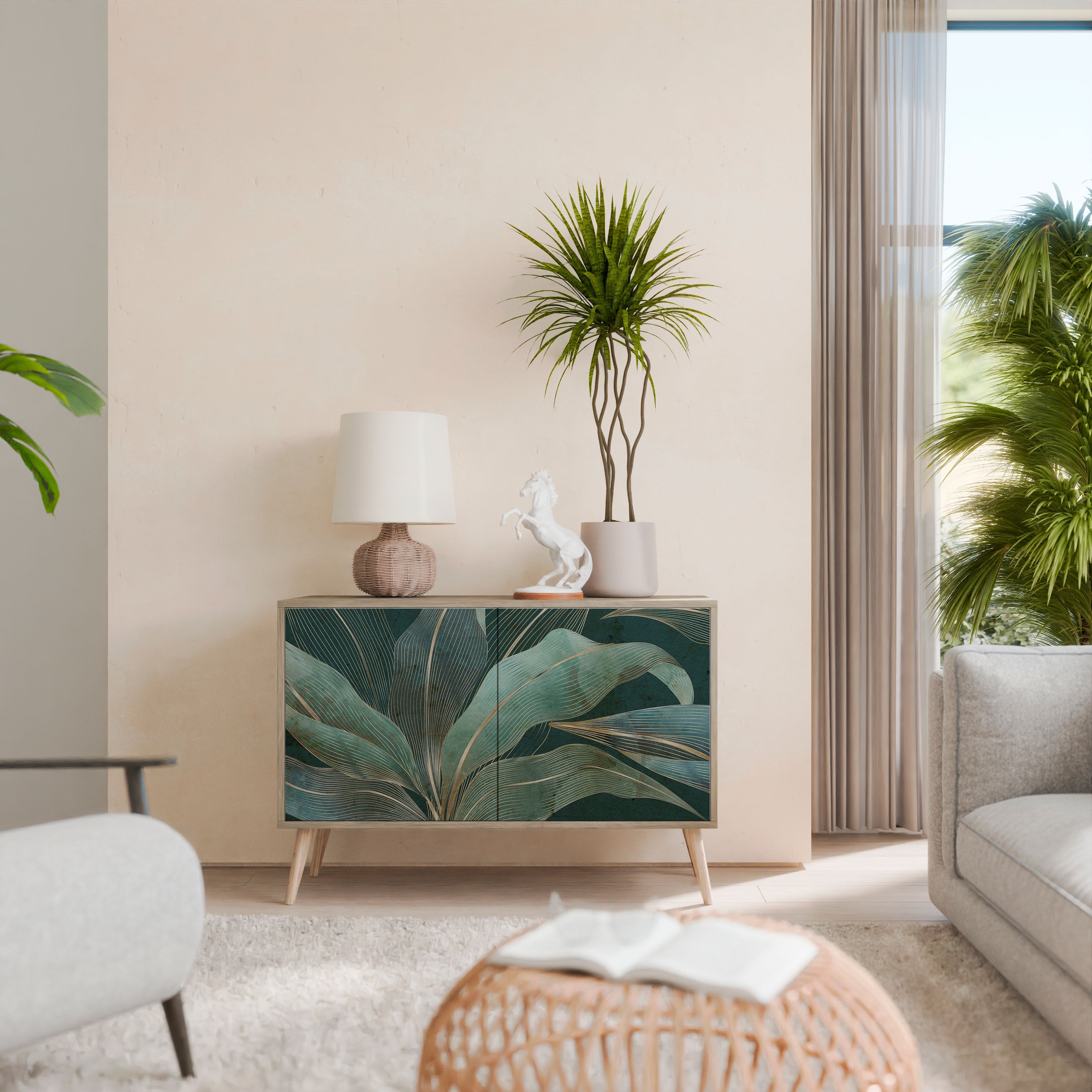 ROYAL GREEN Aparador de 2 Portas em Efeito Carvalho