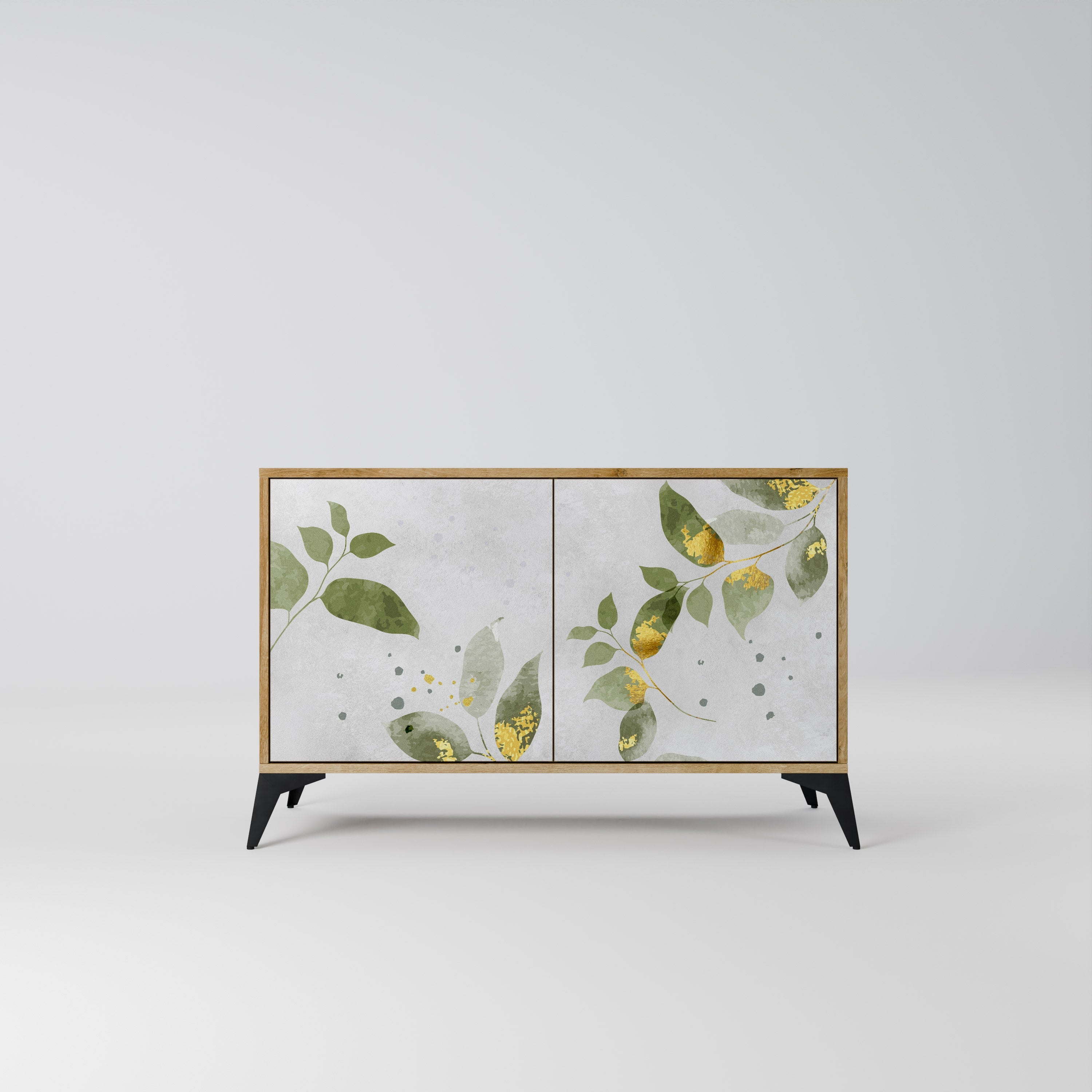 ELEGANT BOTANICS Aparador de 2 Portas em Efeito Carvalho