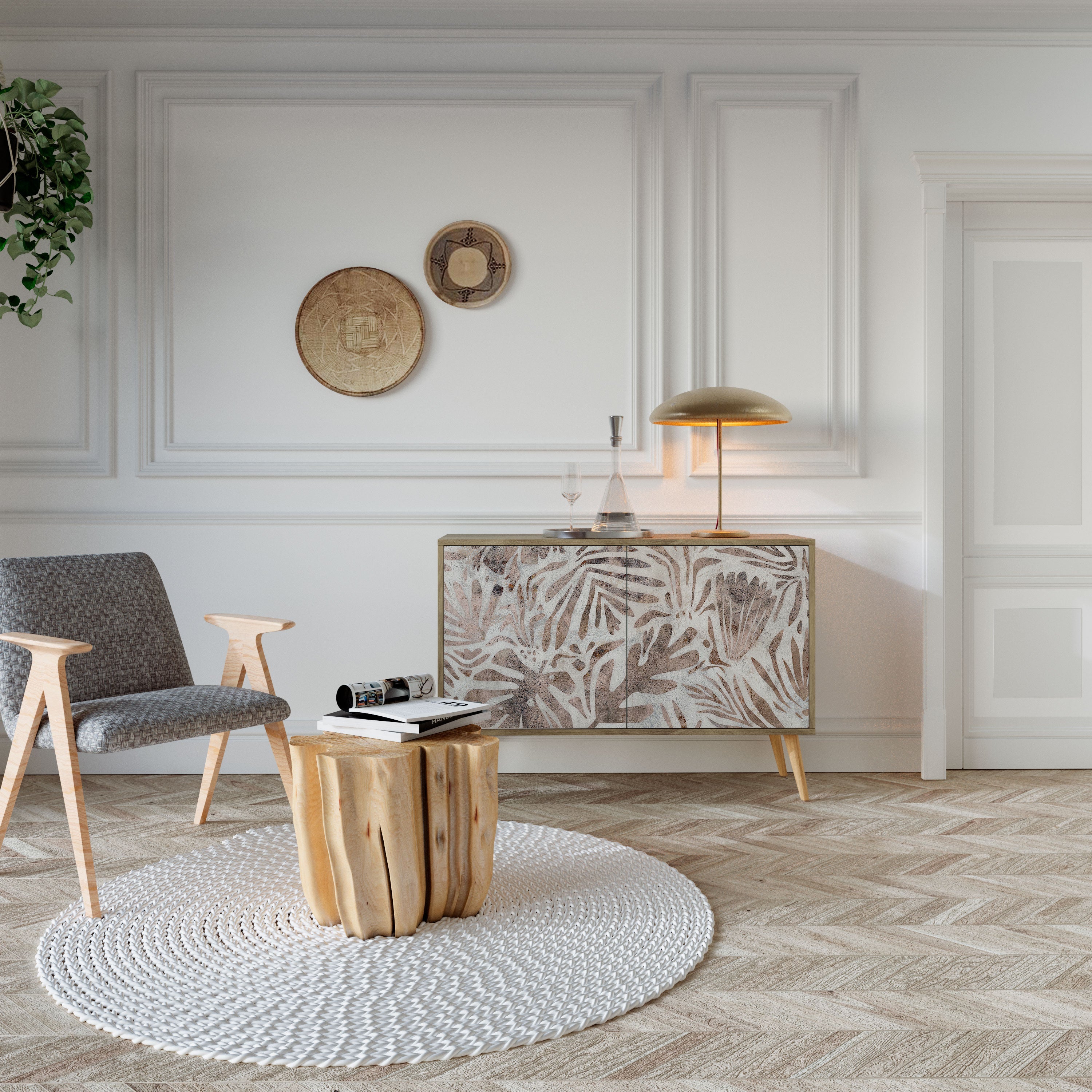 PASSING TIME Aparador de 2 Portas em Efeito Carvalho