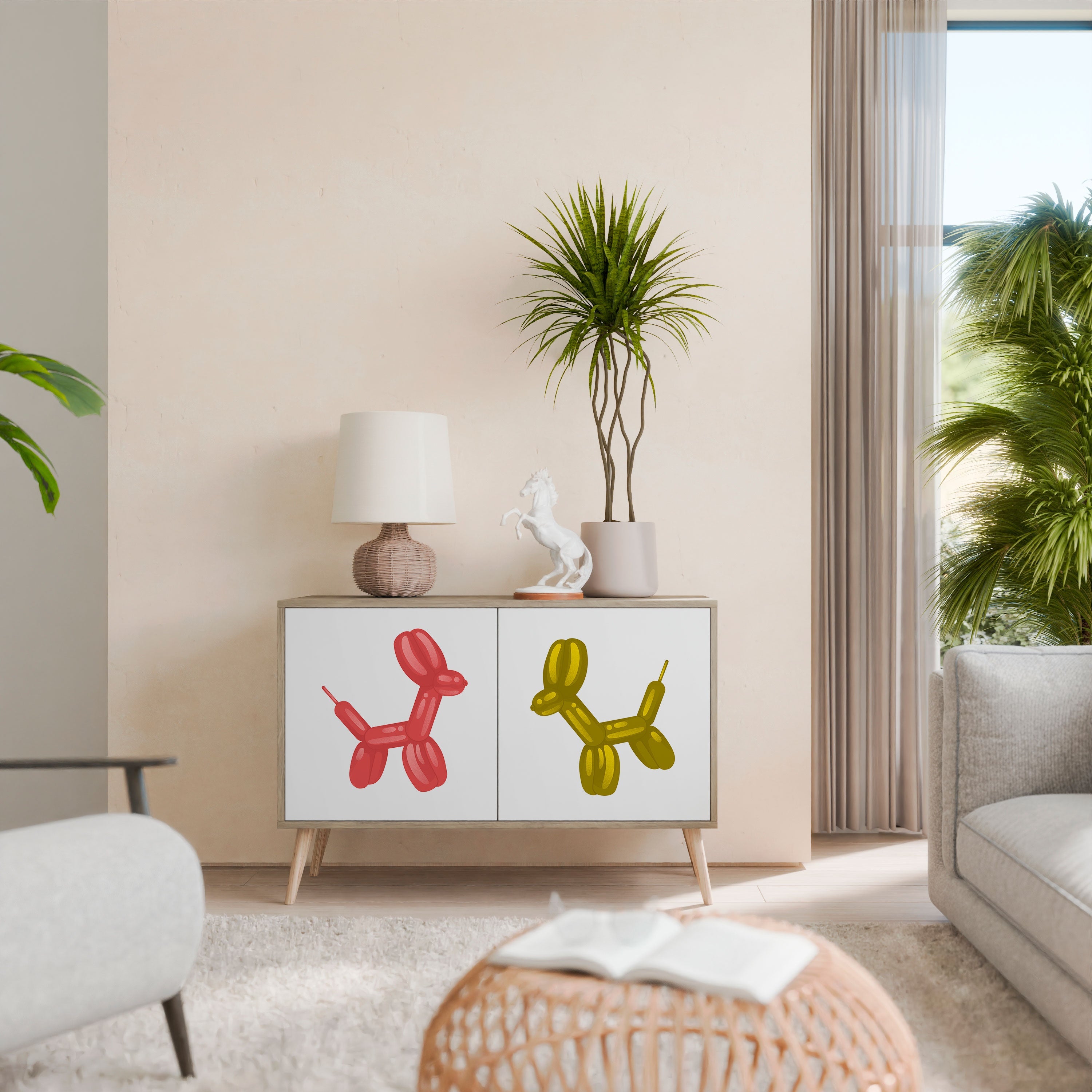 CHILDHOOD MEMORY Aparador de 2 Portas em Efeito Carvalho