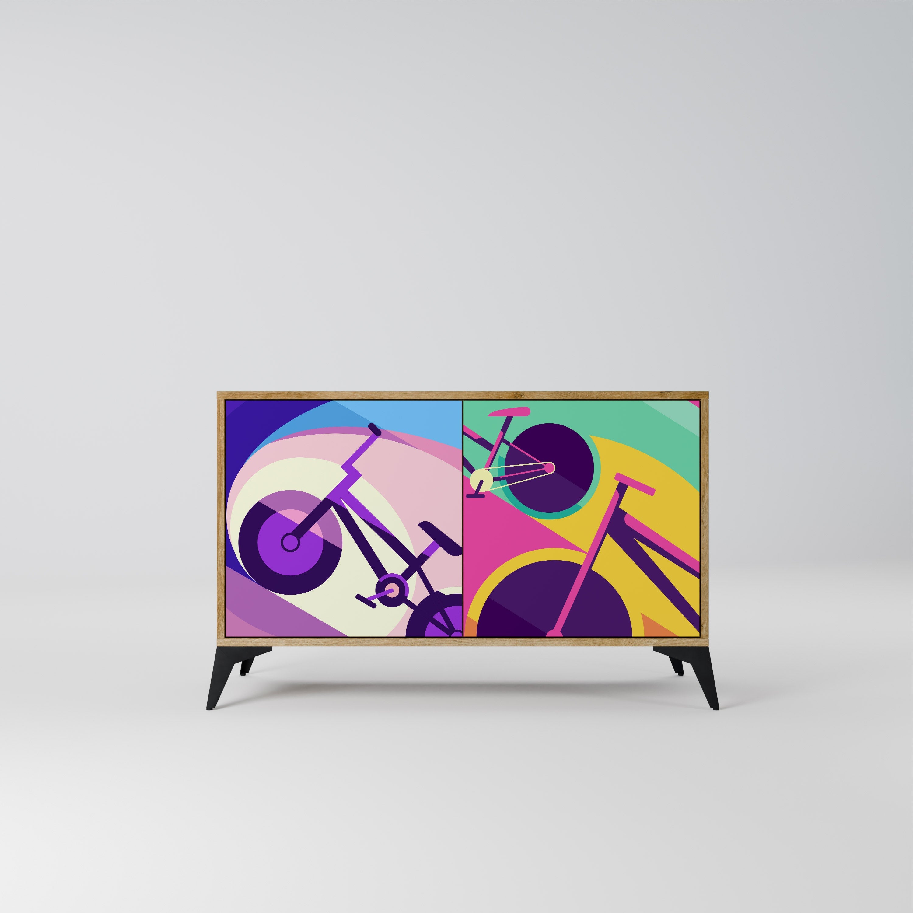 BIKE DREAMS Aparador de 2 Portas em Efeito Carvalho