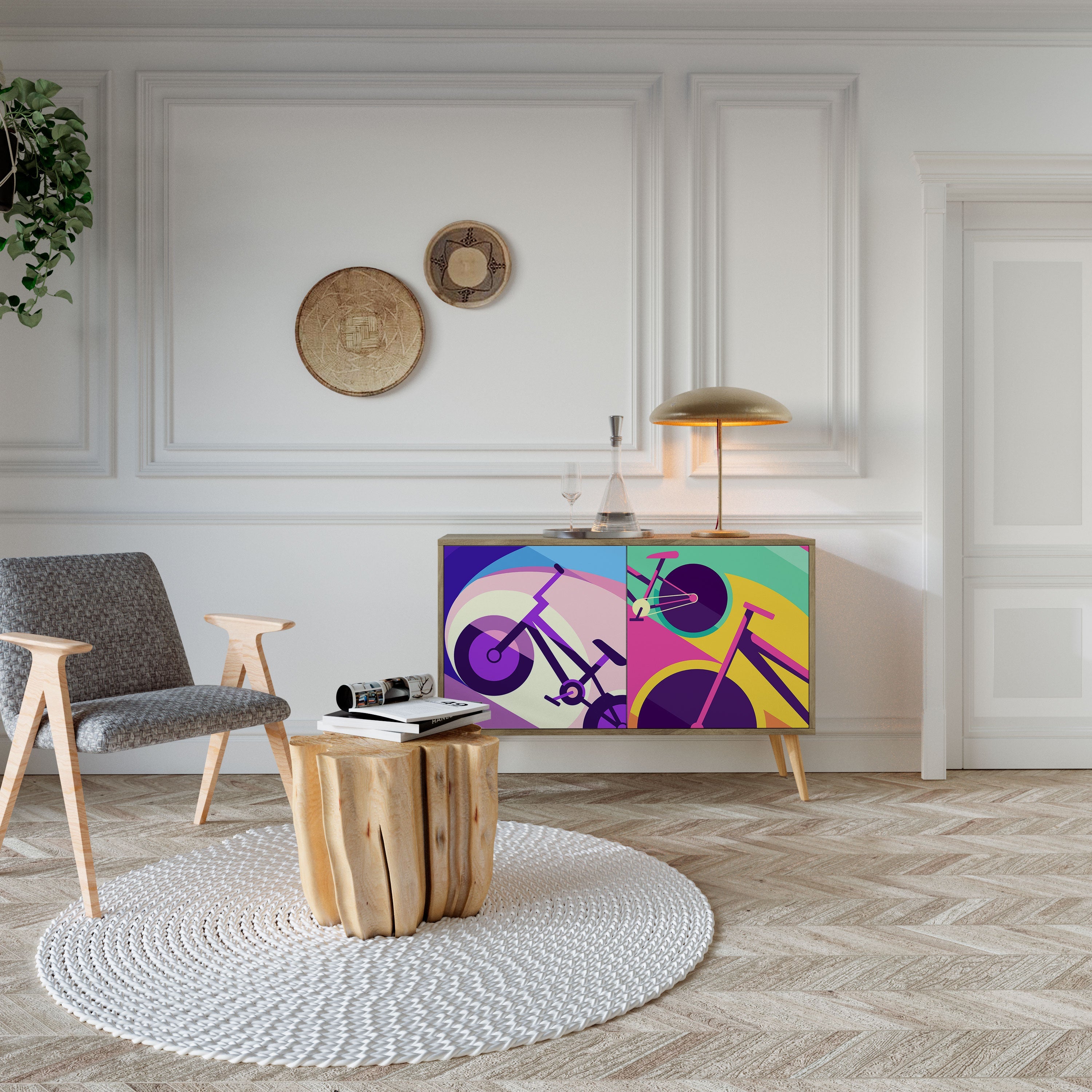 BIKE DREAMS Aparador de 2 Portas em Efeito Carvalho