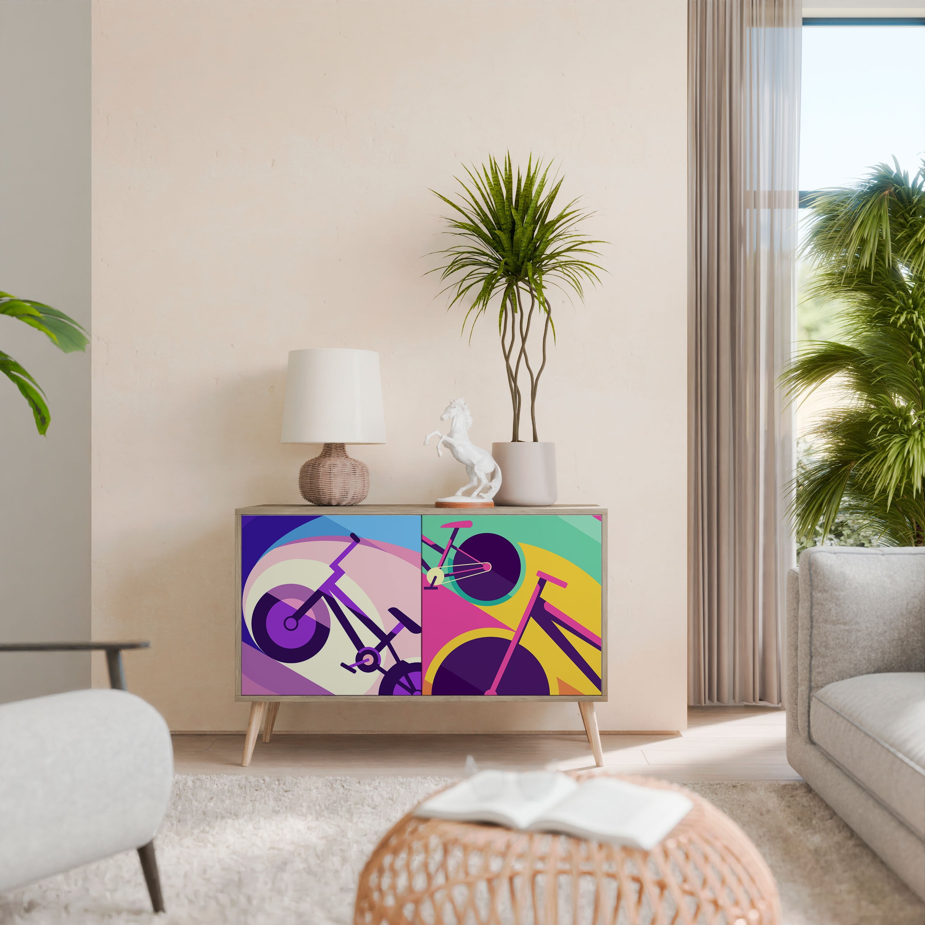 BIKE DREAMS Aparador de 2 Portas em Efeito Carvalho