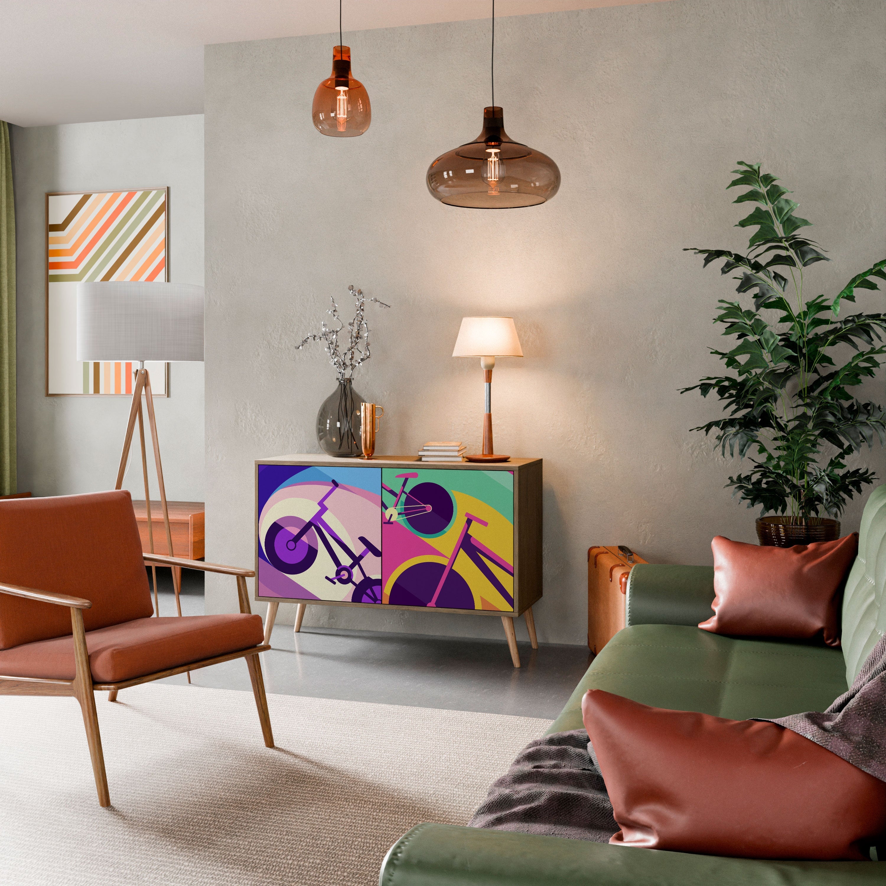 BIKE DREAMS Aparador de 2 Portas em Efeito Carvalho