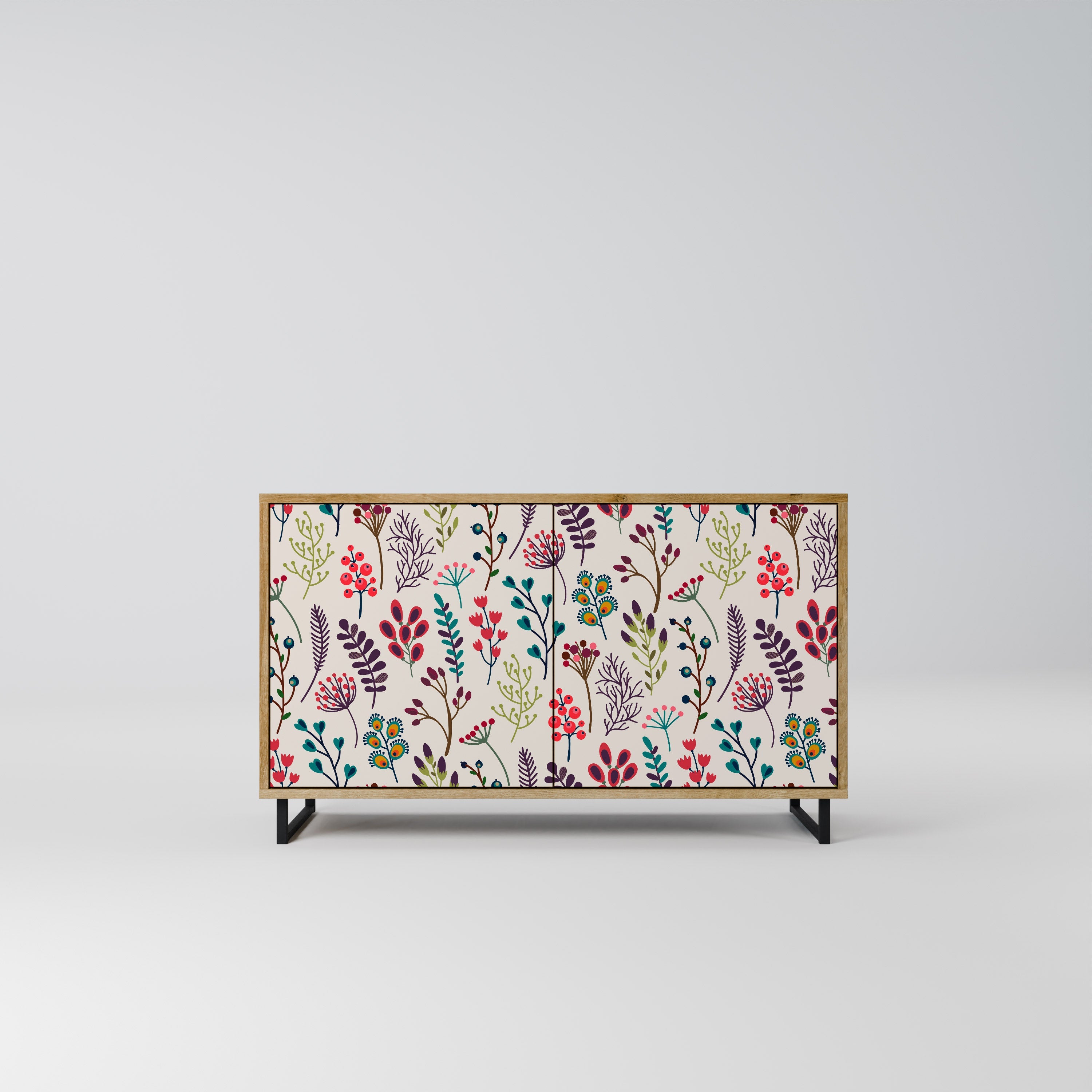 AUTUMN SUNDRIES Aparador de 2 Portas em Efeito Carvalho