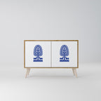 POLISH FOLK ART Aparador de 2 Portas em Efeito Carvalho