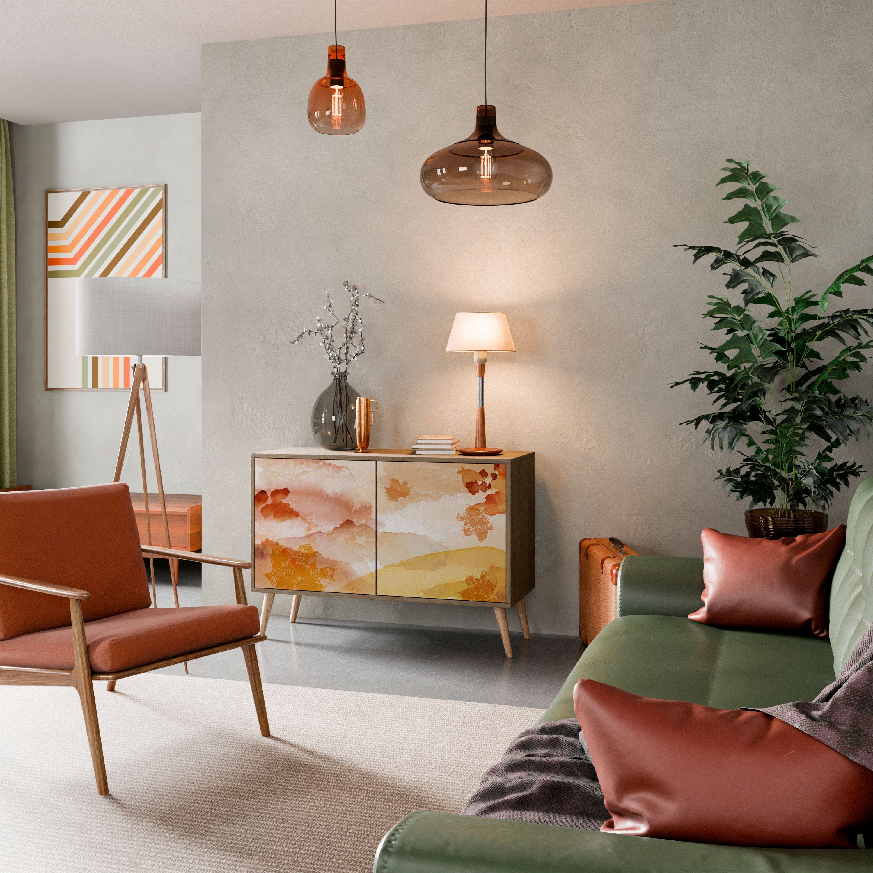 TRACES OF AUTUMN Aparador de 2 Portas em Efeito Carvalho