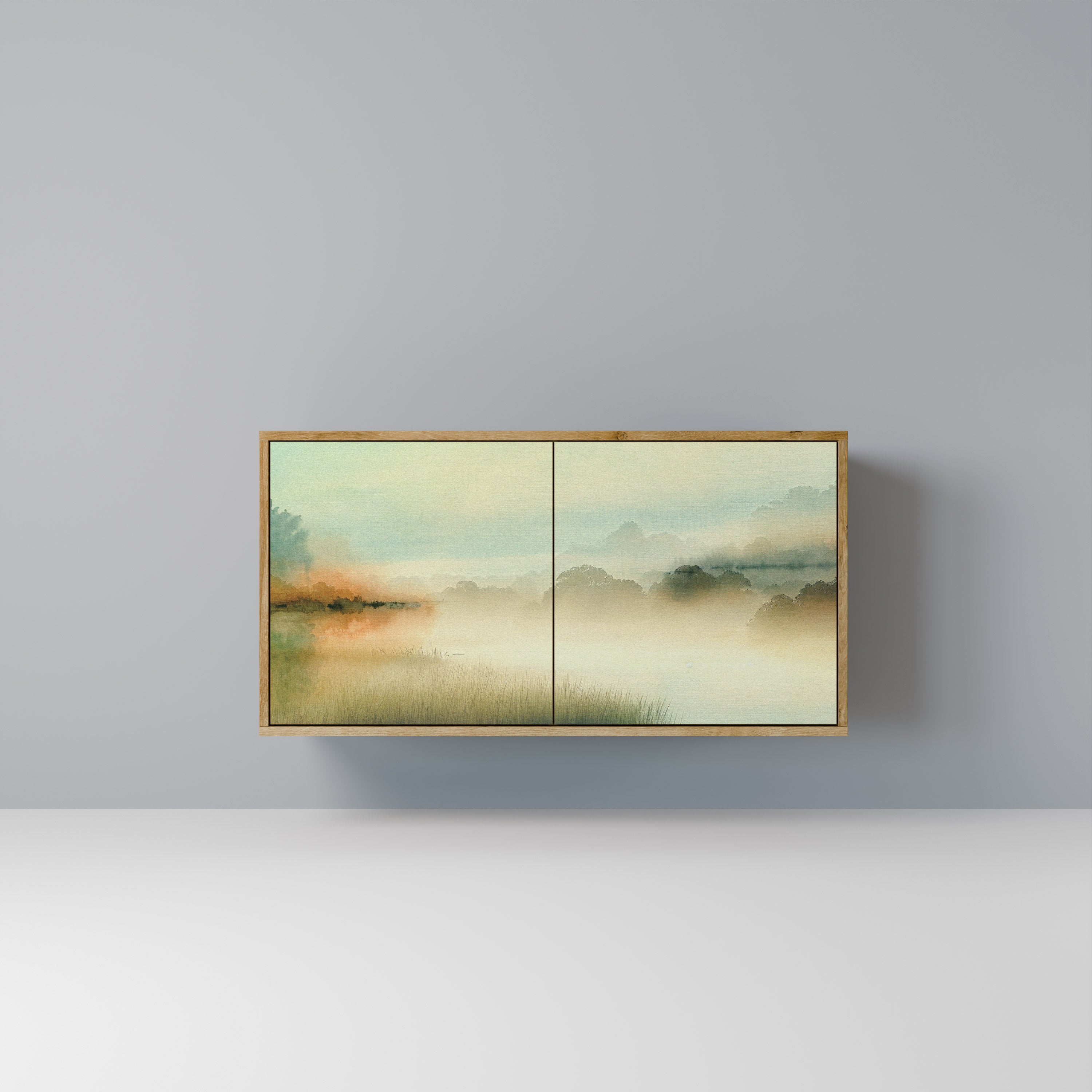 MORNING BY THE LAKE Aparador de 2 Portas em Efeito Carvalho