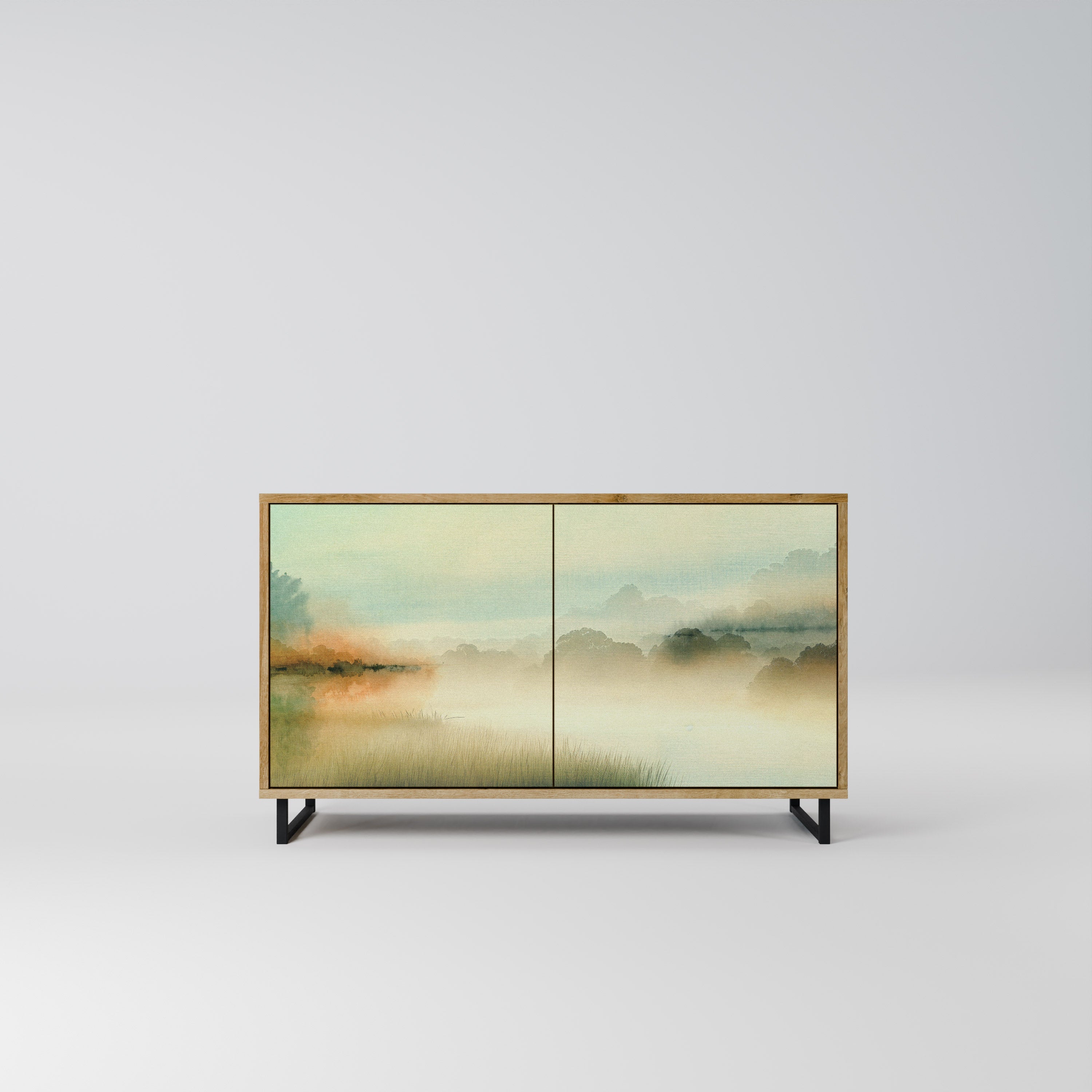 MORNING BY THE LAKE Aparador de 2 Portas em Efeito Carvalho