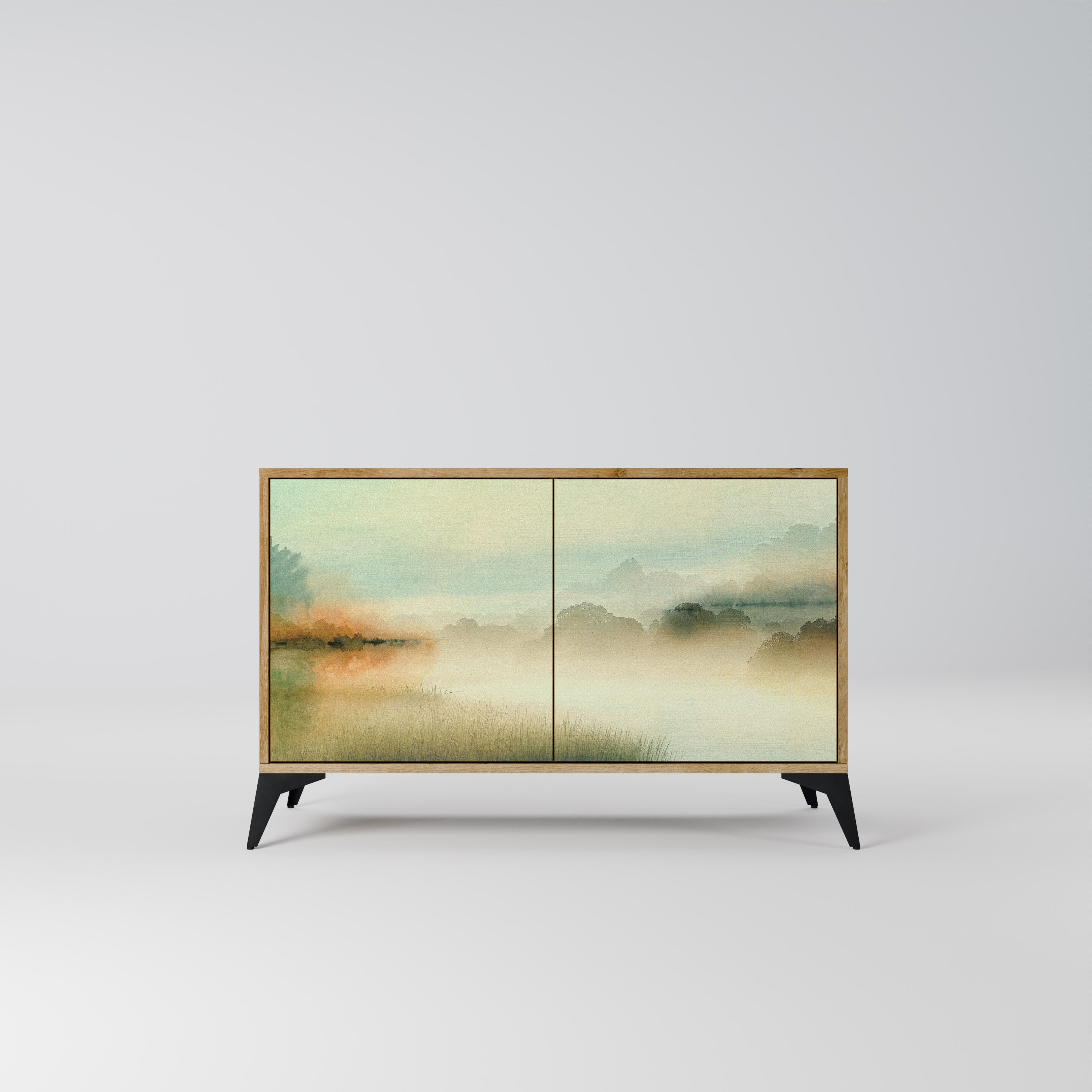 MORNING BY THE LAKE Aparador de 2 Portas em Efeito Carvalho