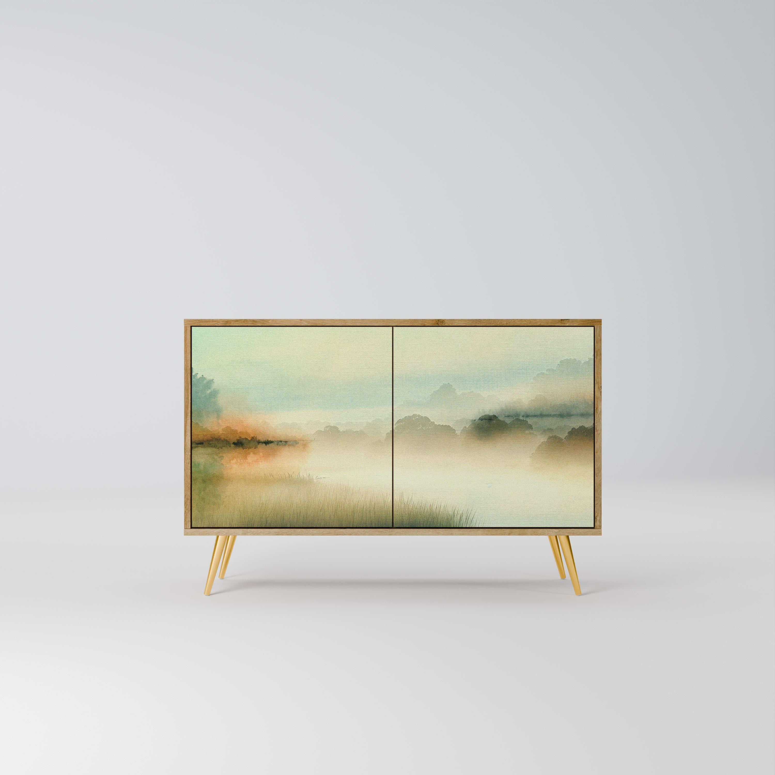 MORNING BY THE LAKE Aparador de 2 Portas em Efeito Carvalho