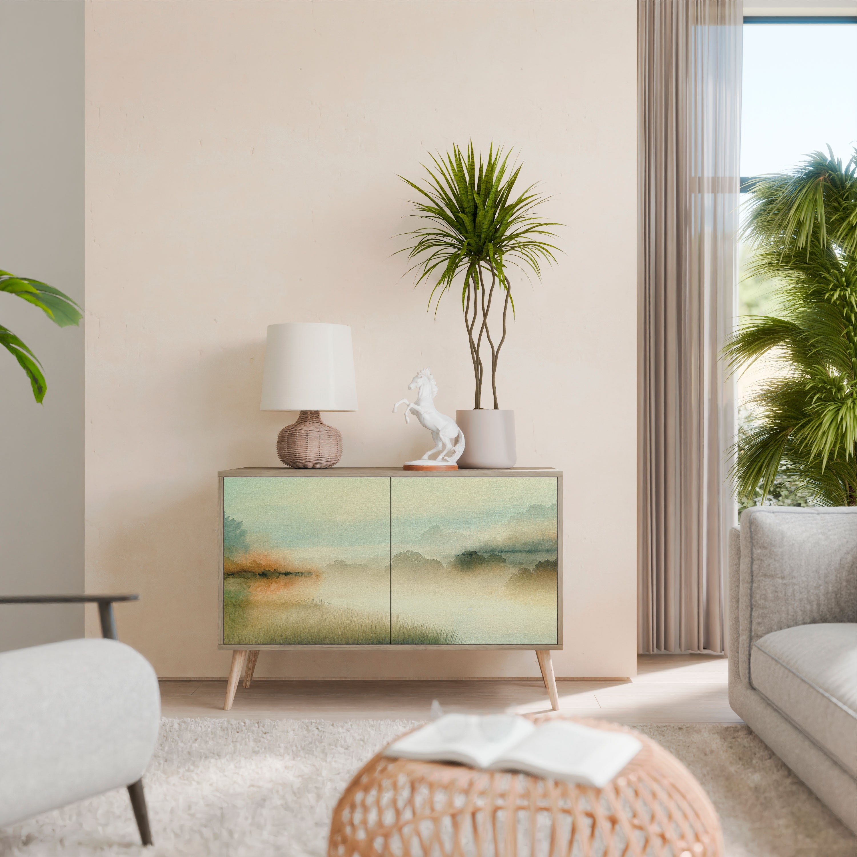 MORNING BY THE LAKE Aparador de 2 Portas em Efeito Carvalho