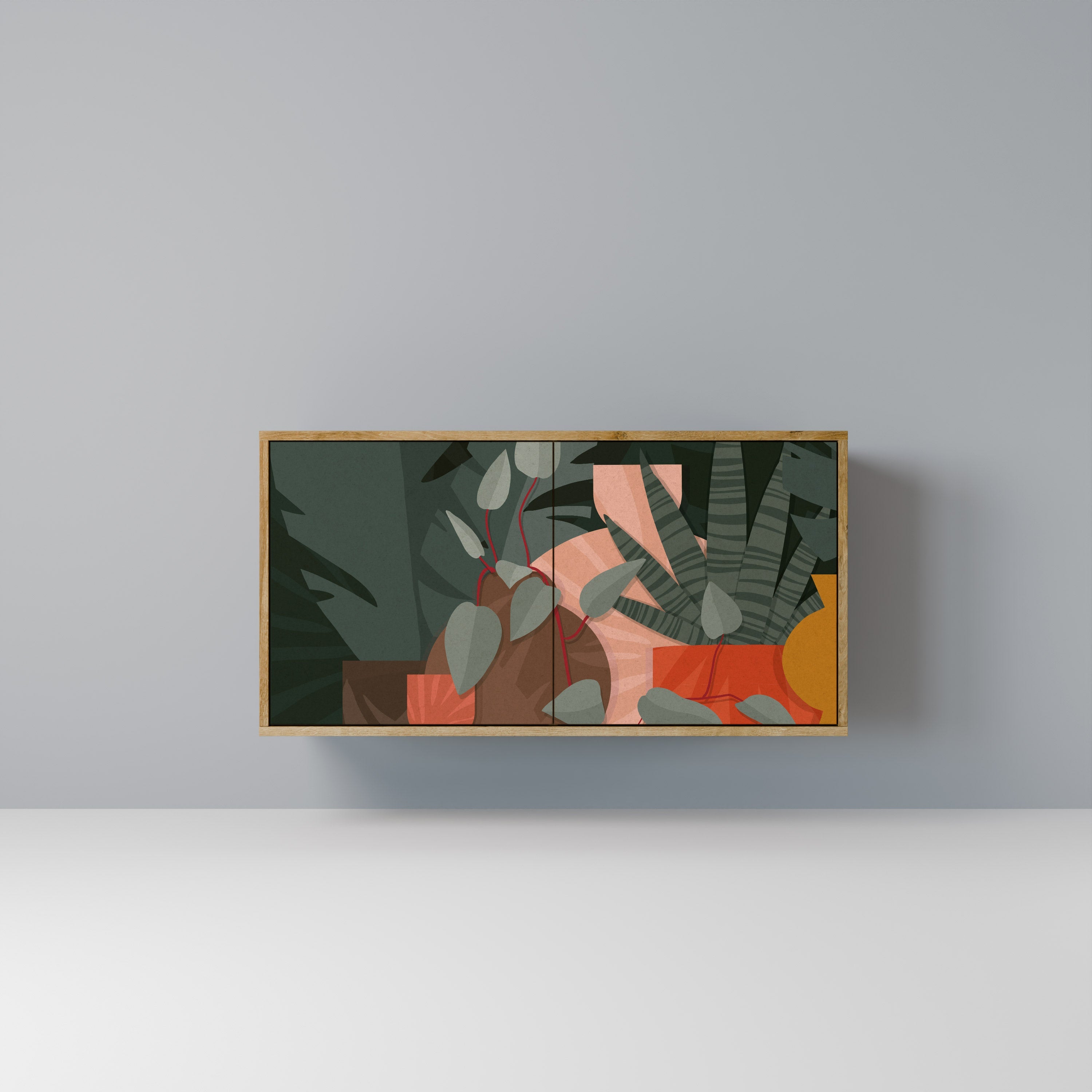 TROPICAL COMPOSITION Aparador de 2 Portas em Efeito Carvalho