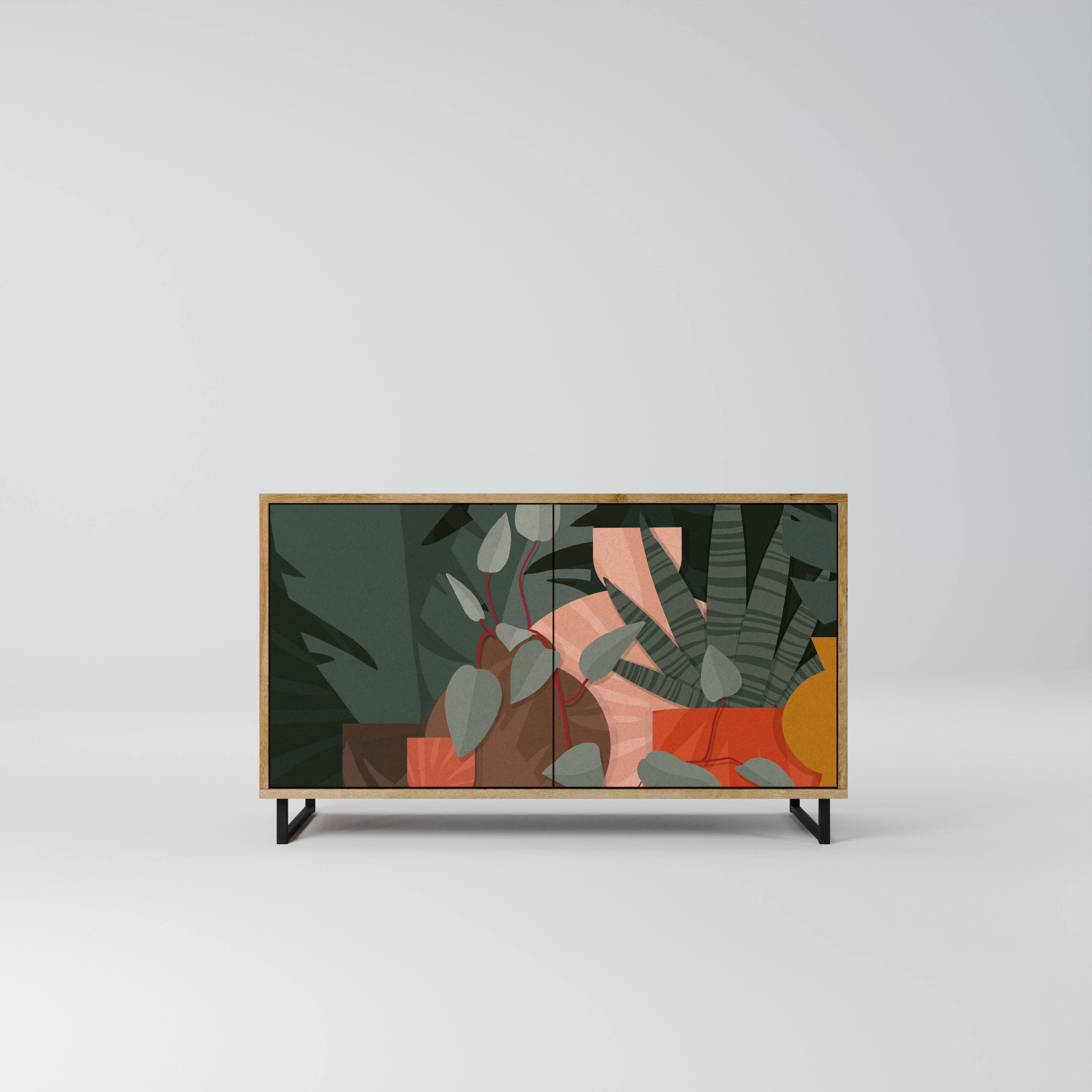 TROPICAL COMPOSITION Aparador de 2 Portas em Efeito Carvalho