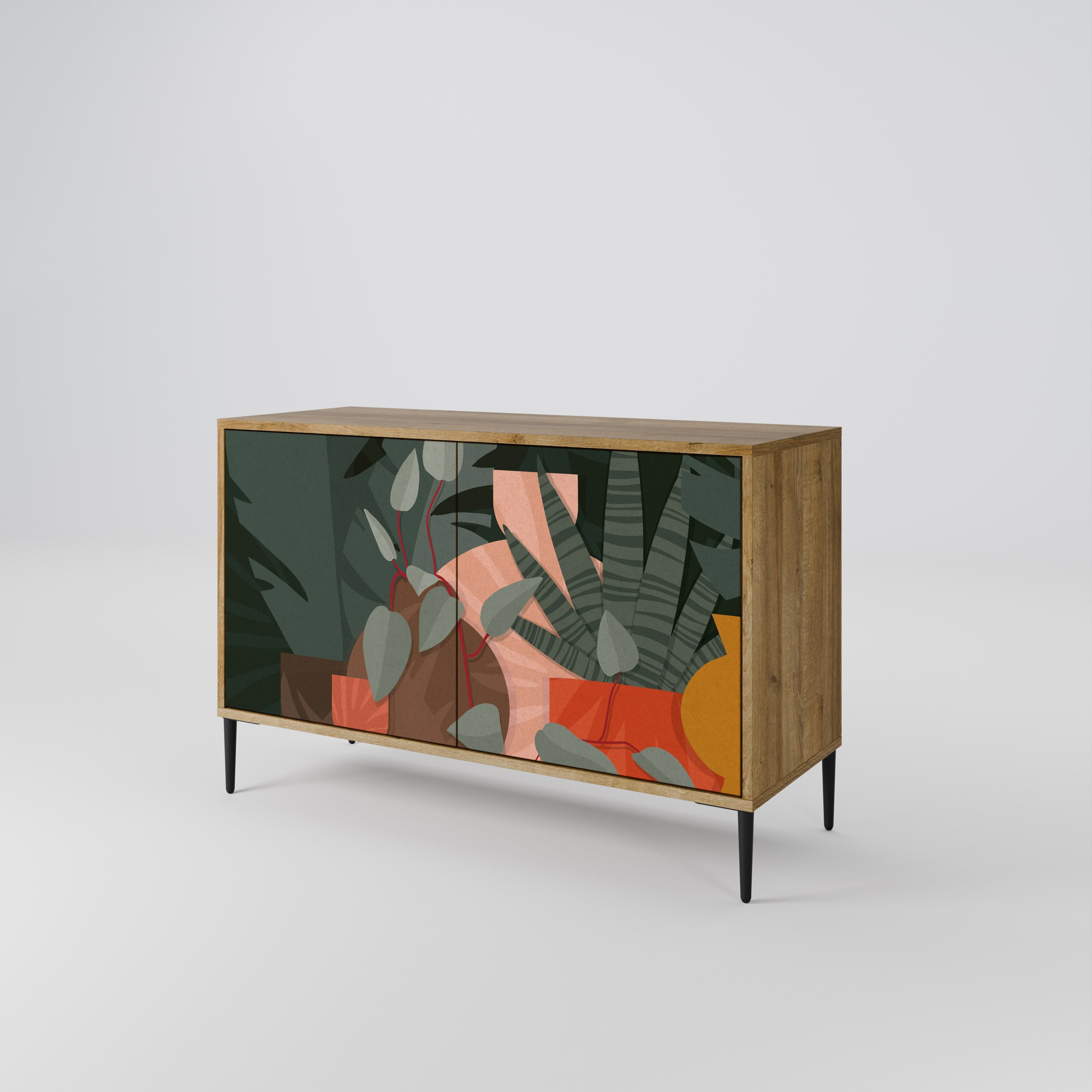 TROPICAL COMPOSITION 2-Door Sideboard in Oak Effect