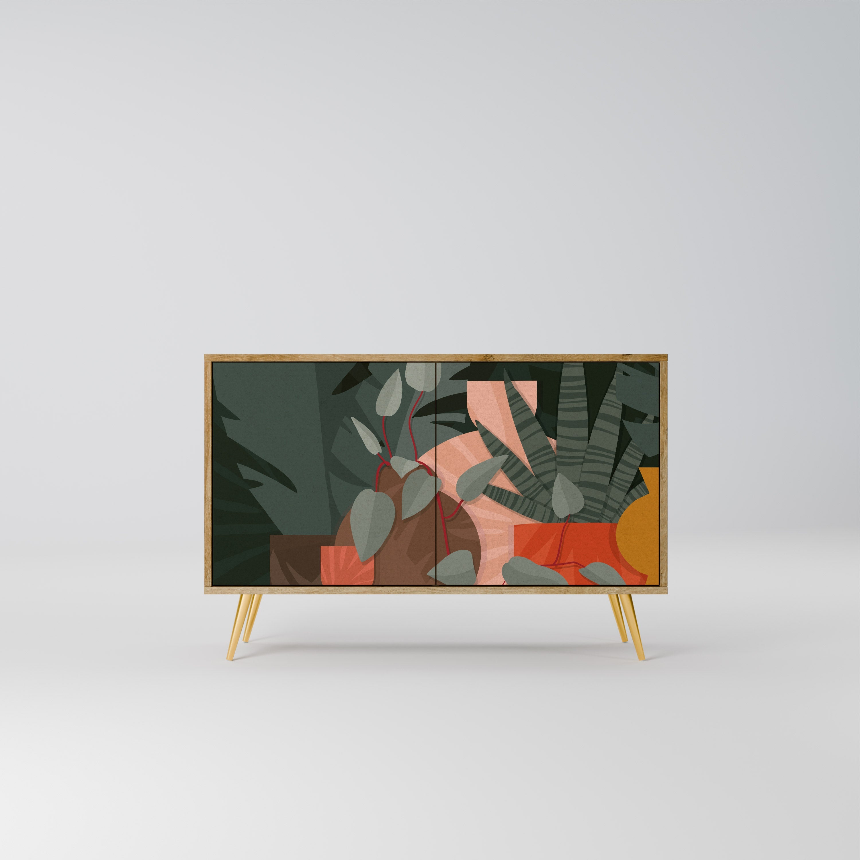 TROPICAL COMPOSITION Aparador de 2 Portas em Efeito Carvalho