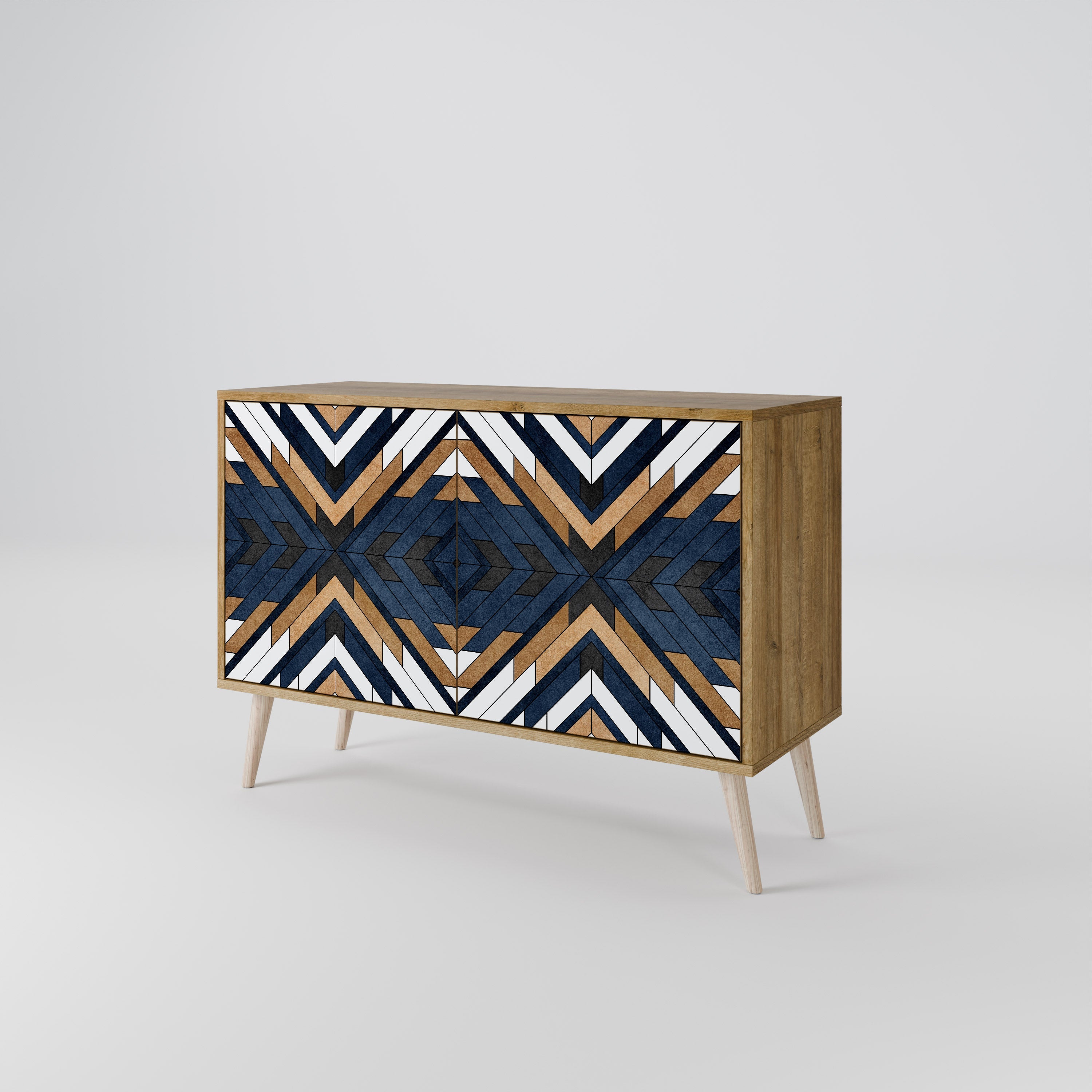 ARTFUL GEOMETRY 2-Door Sideboard in Oak Effect