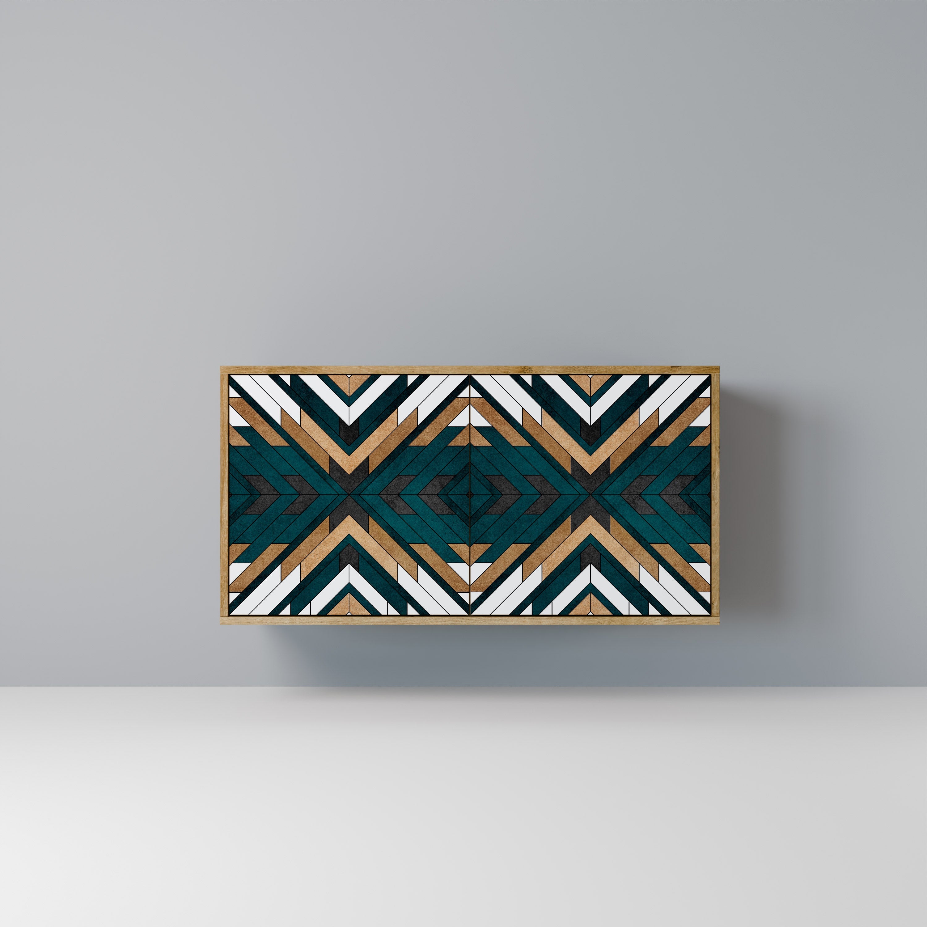 ARTISTIC GEOMETRY Aparador de 2 Portas em Efeito Carvalho