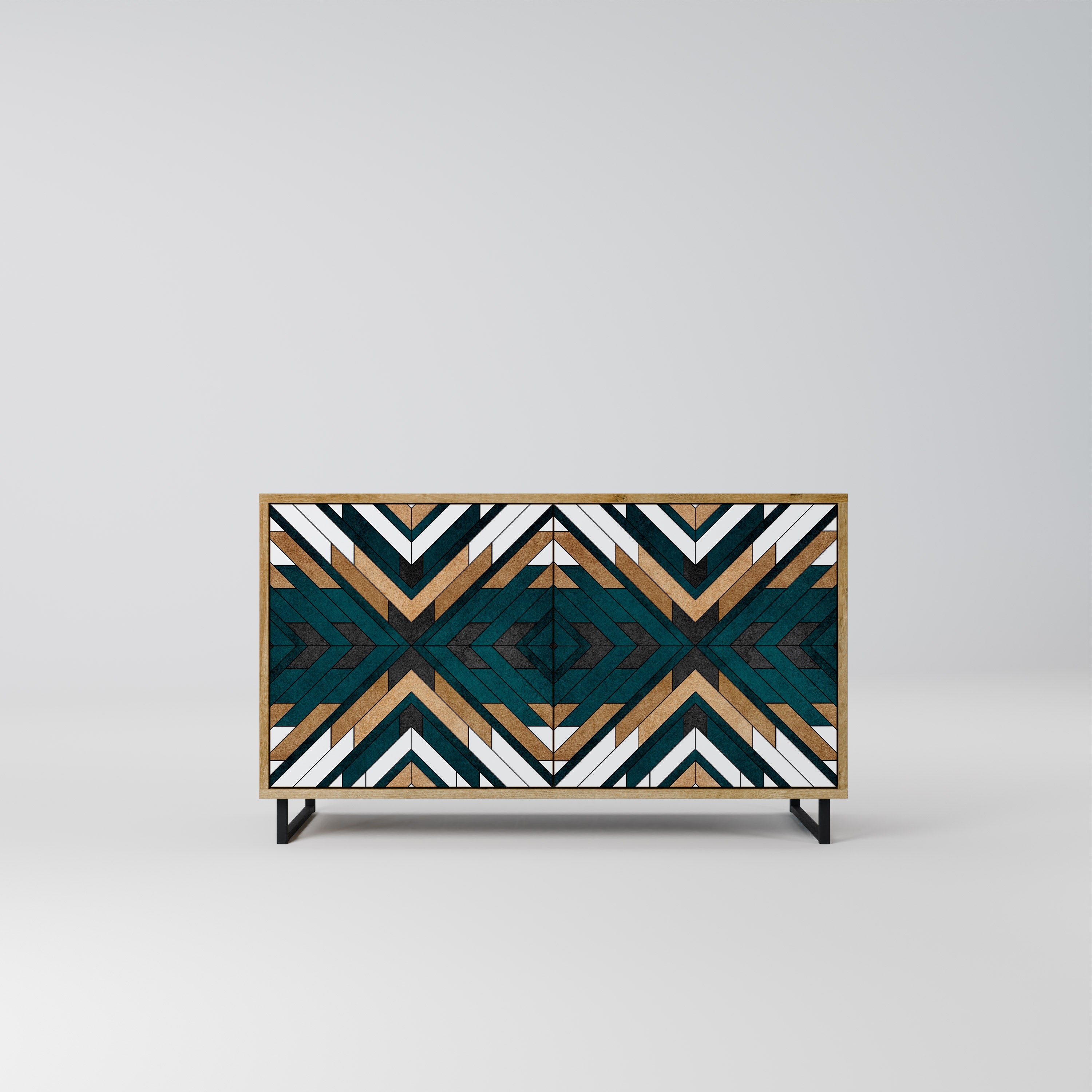 ARTISTIC GEOMETRY Aparador de 2 Portas em Efeito Carvalho