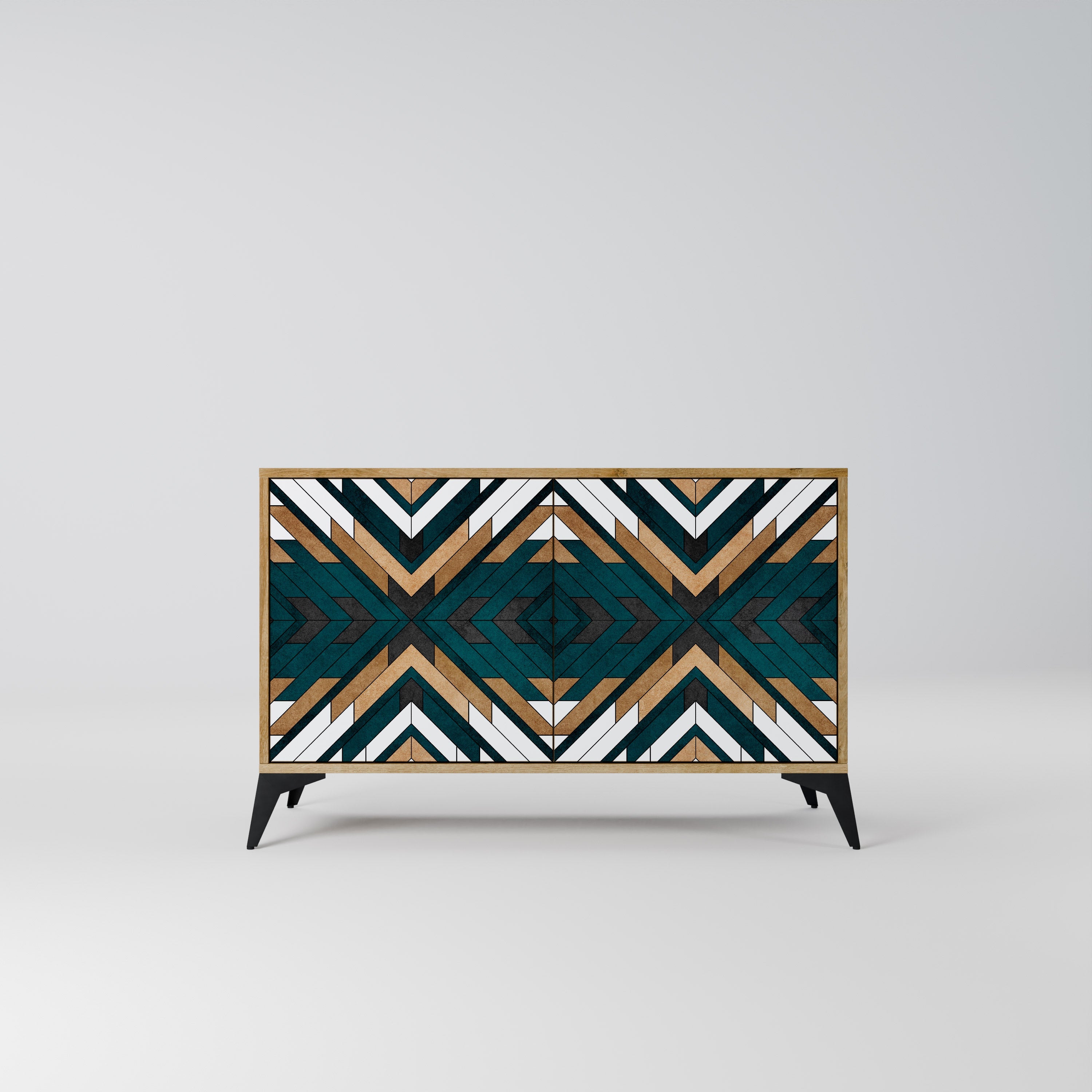 ARTISTIC GEOMETRY Aparador de 2 Portas em Efeito Carvalho