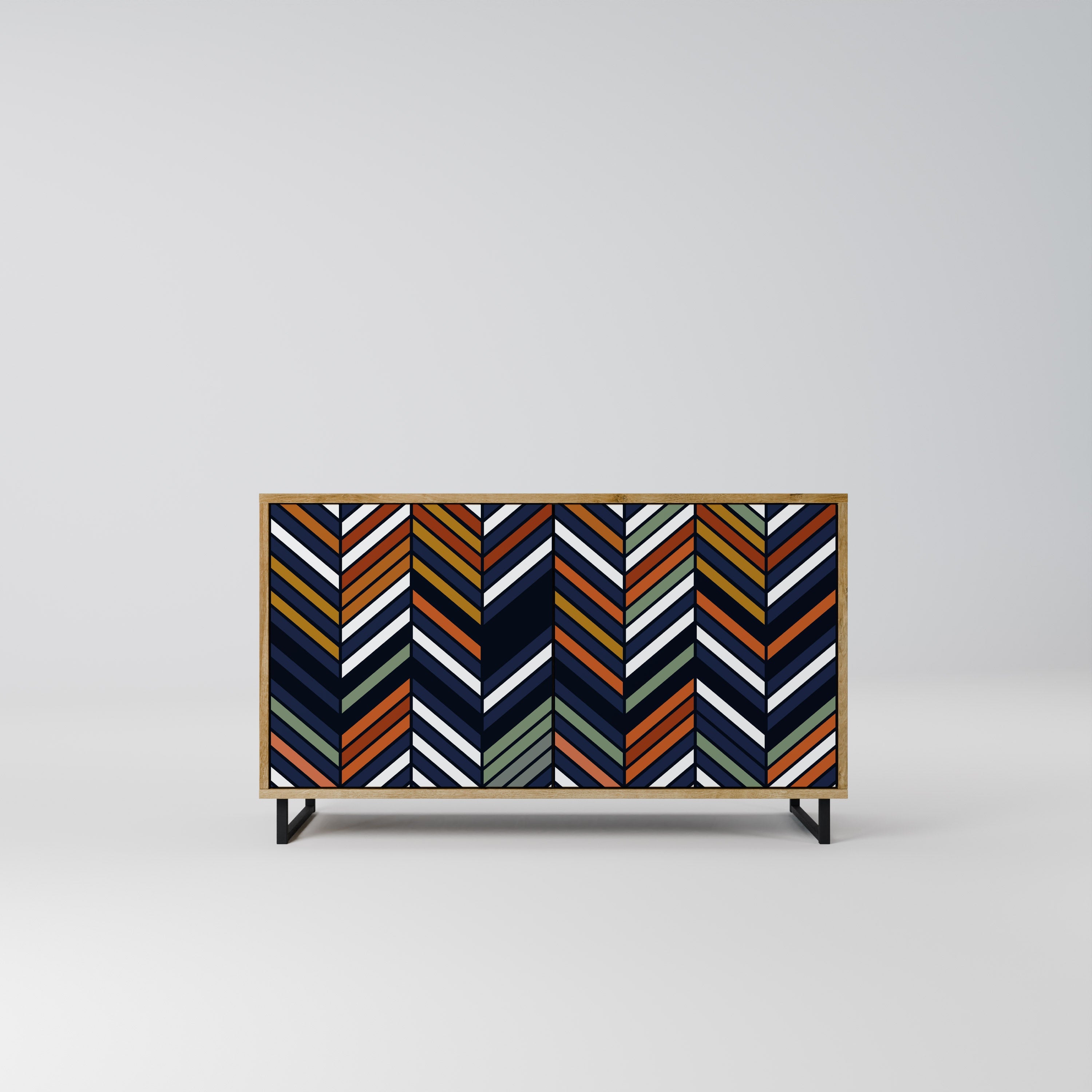 VIBRANT PATCHWORK Aparador de 2 Portas em Efeito Carvalho