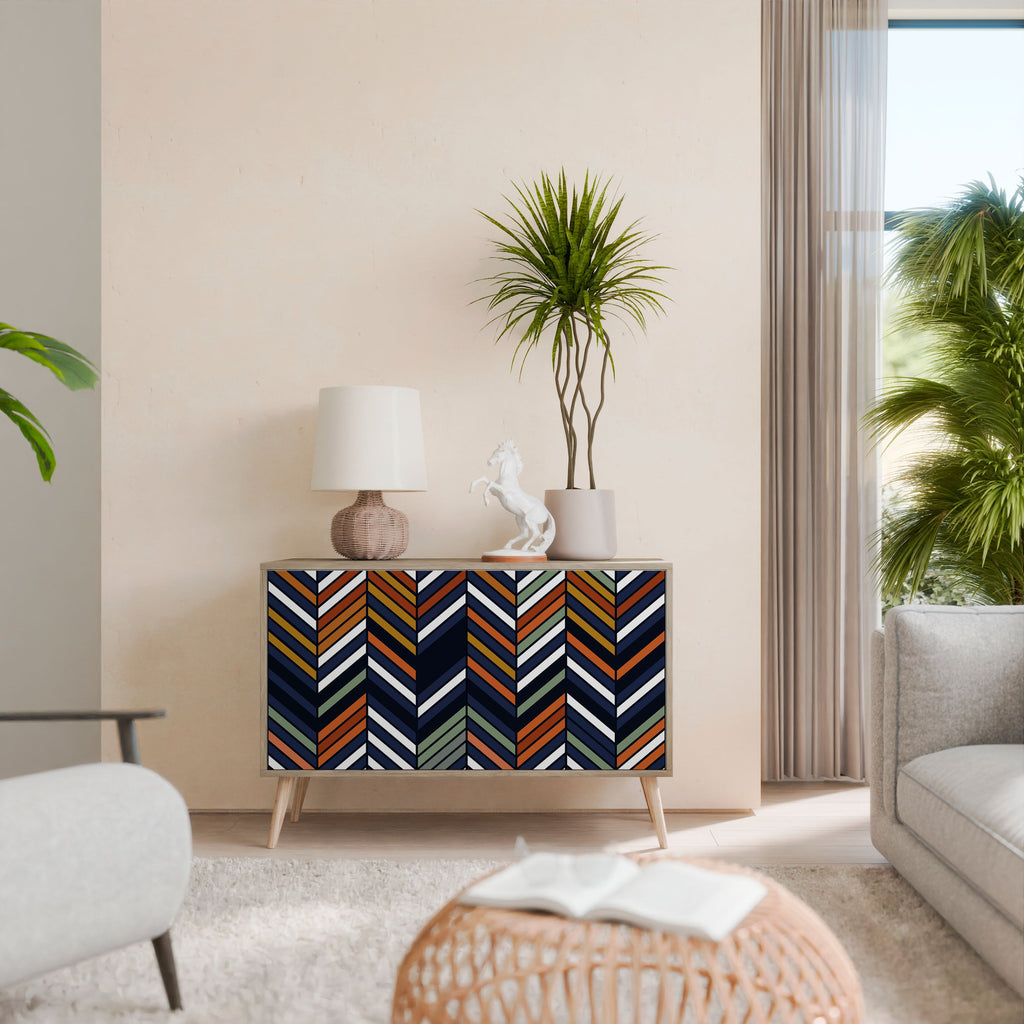 VIBRANT PATCHWORK Aparador de 2 Portas em Efeito Carvalho