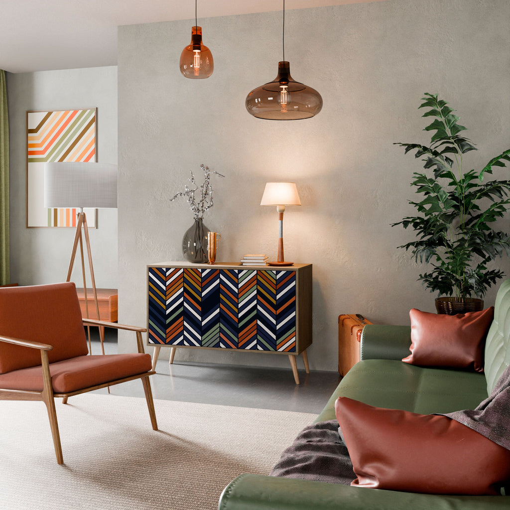 VIBRANT PATCHWORK Aparador de 2 Portas em Efeito Carvalho