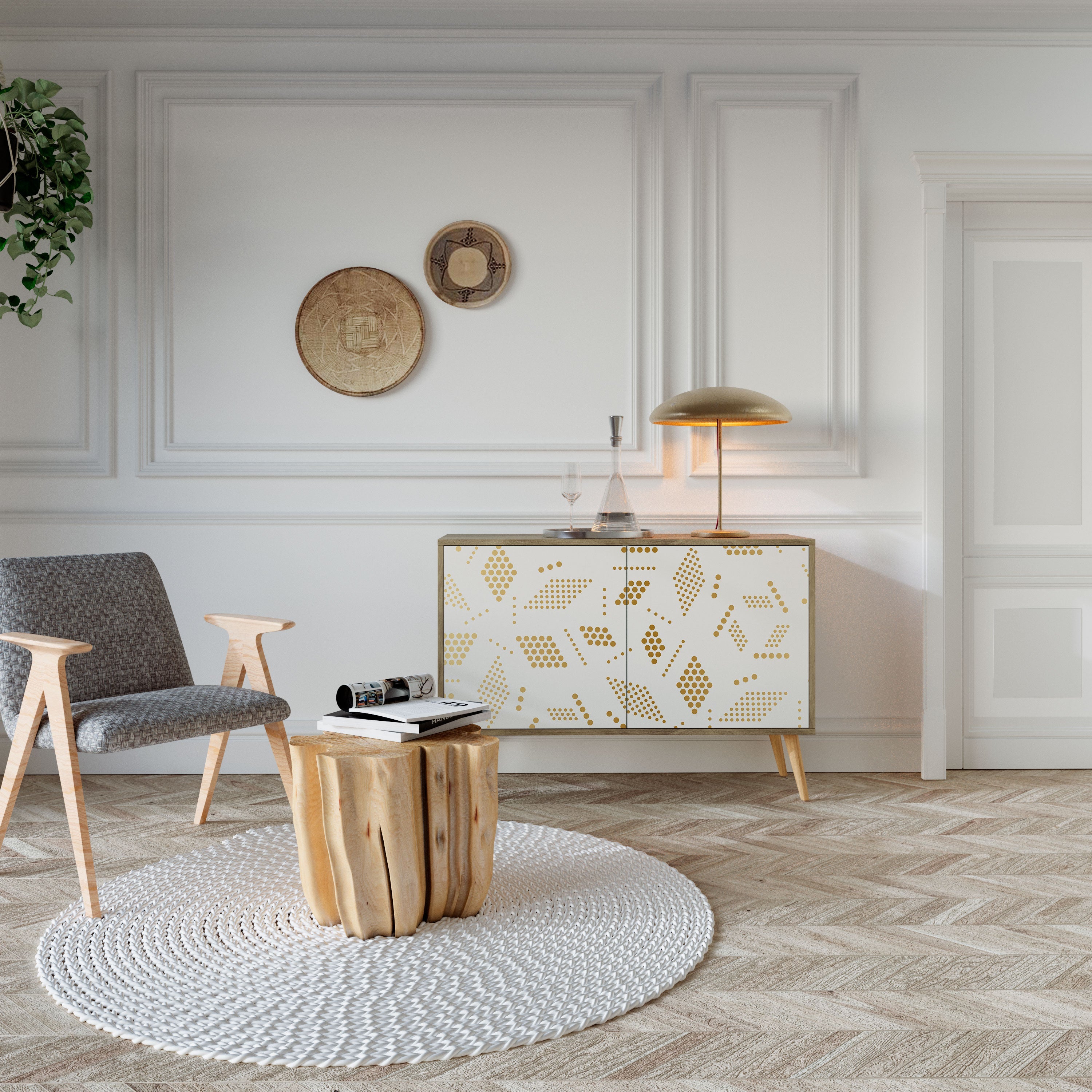 SPOTTED DAZE Aparador de 2 Portas em Efeito Carvalho