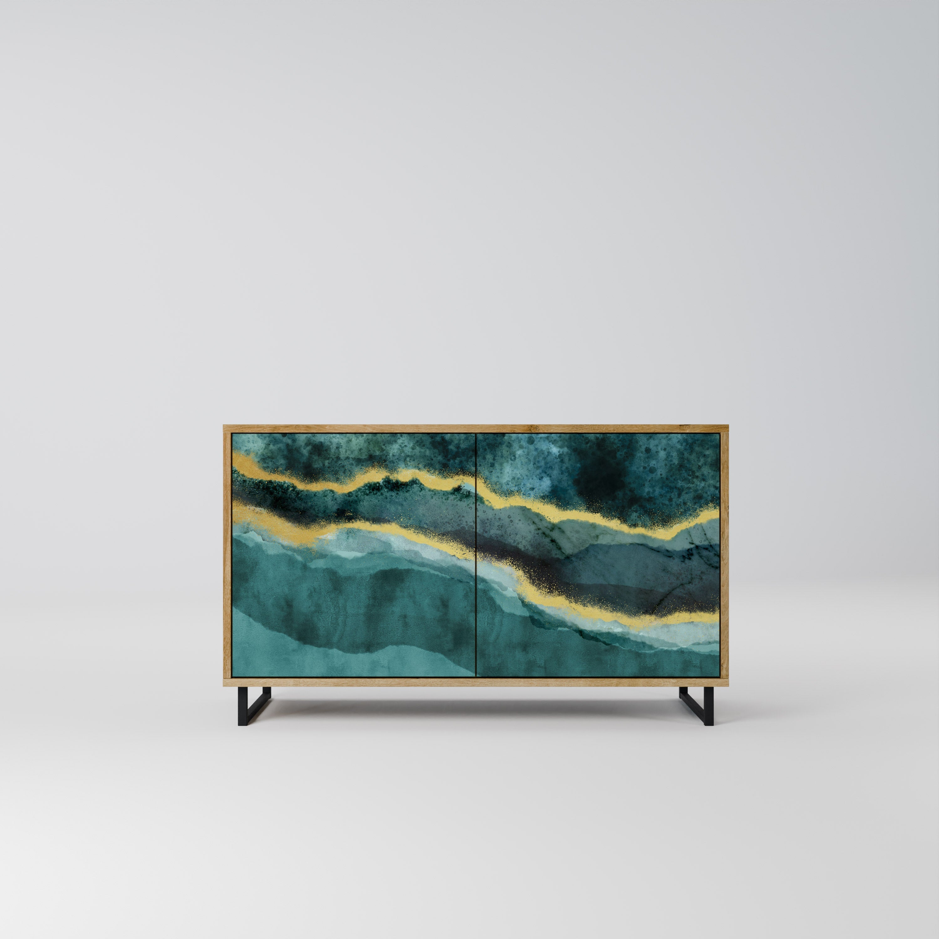 GOLDRUSH ODYSSEY Aparador de 2 Portas em Efeito Carvalho