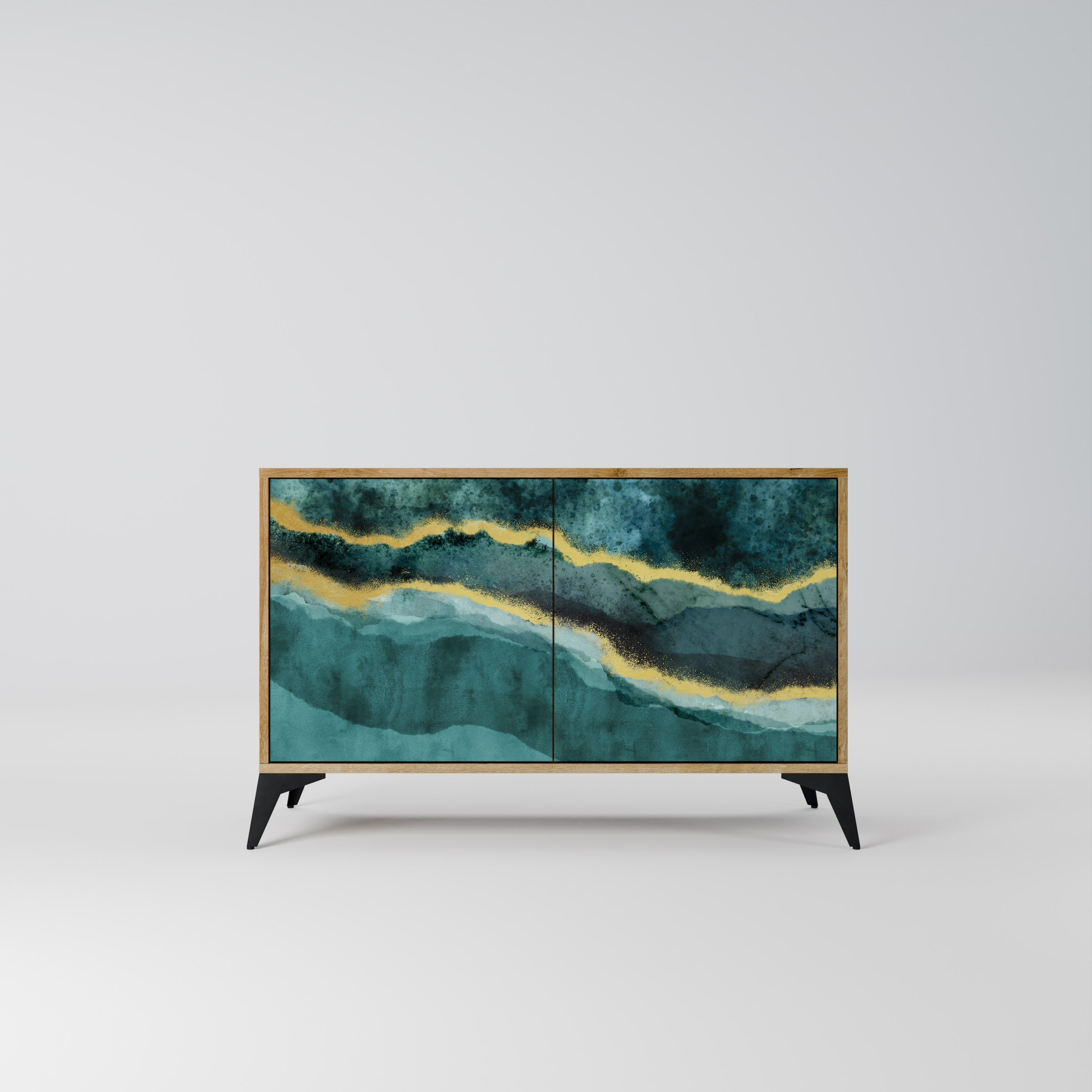 GOLDRUSH ODYSSEY Aparador de 2 Portas em Efeito Carvalho