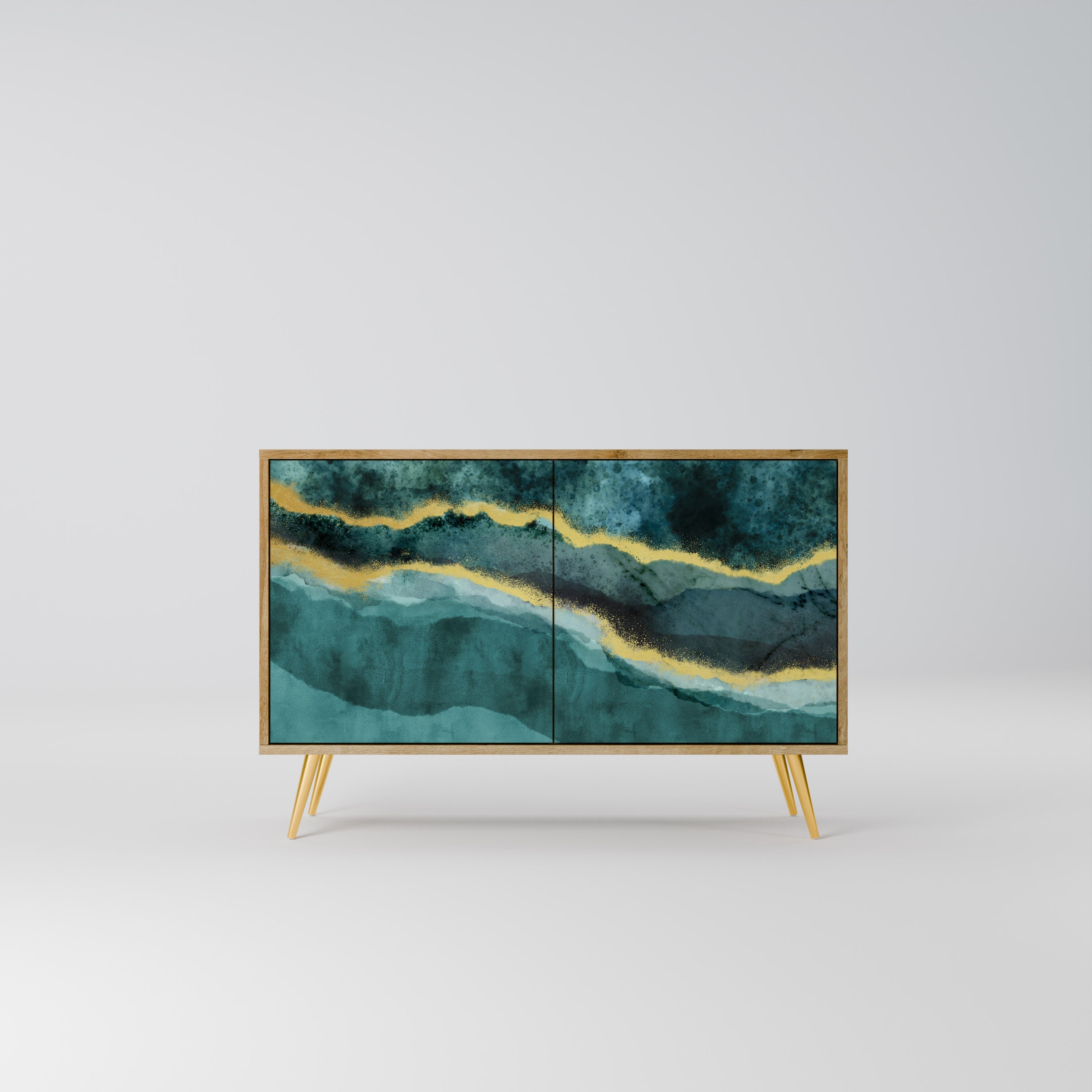 GOLDRUSH ODYSSEY Aparador de 2 Portas em Efeito Carvalho