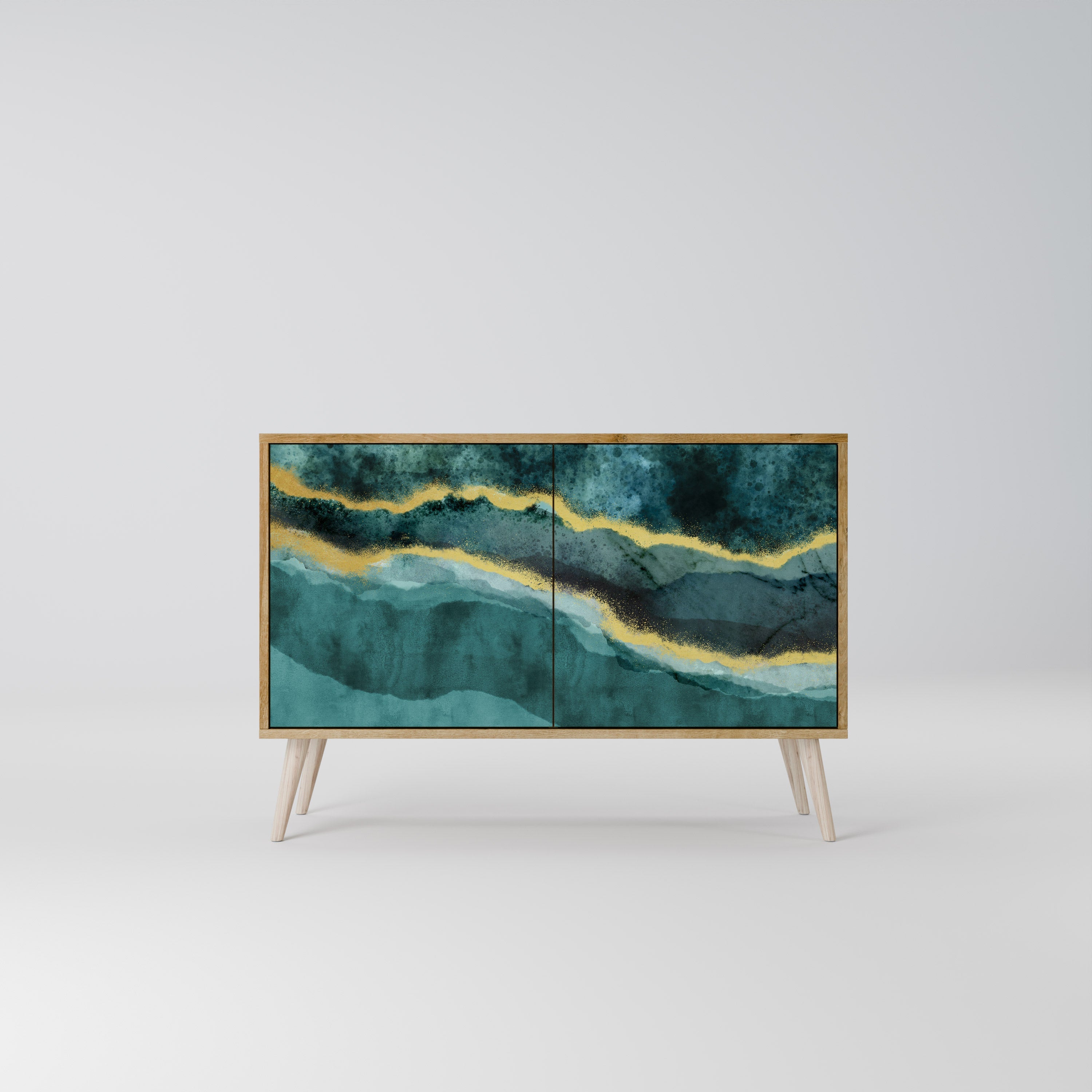 GOLDRUSH ODYSSEY Aparador de 2 Portas em Efeito Carvalho