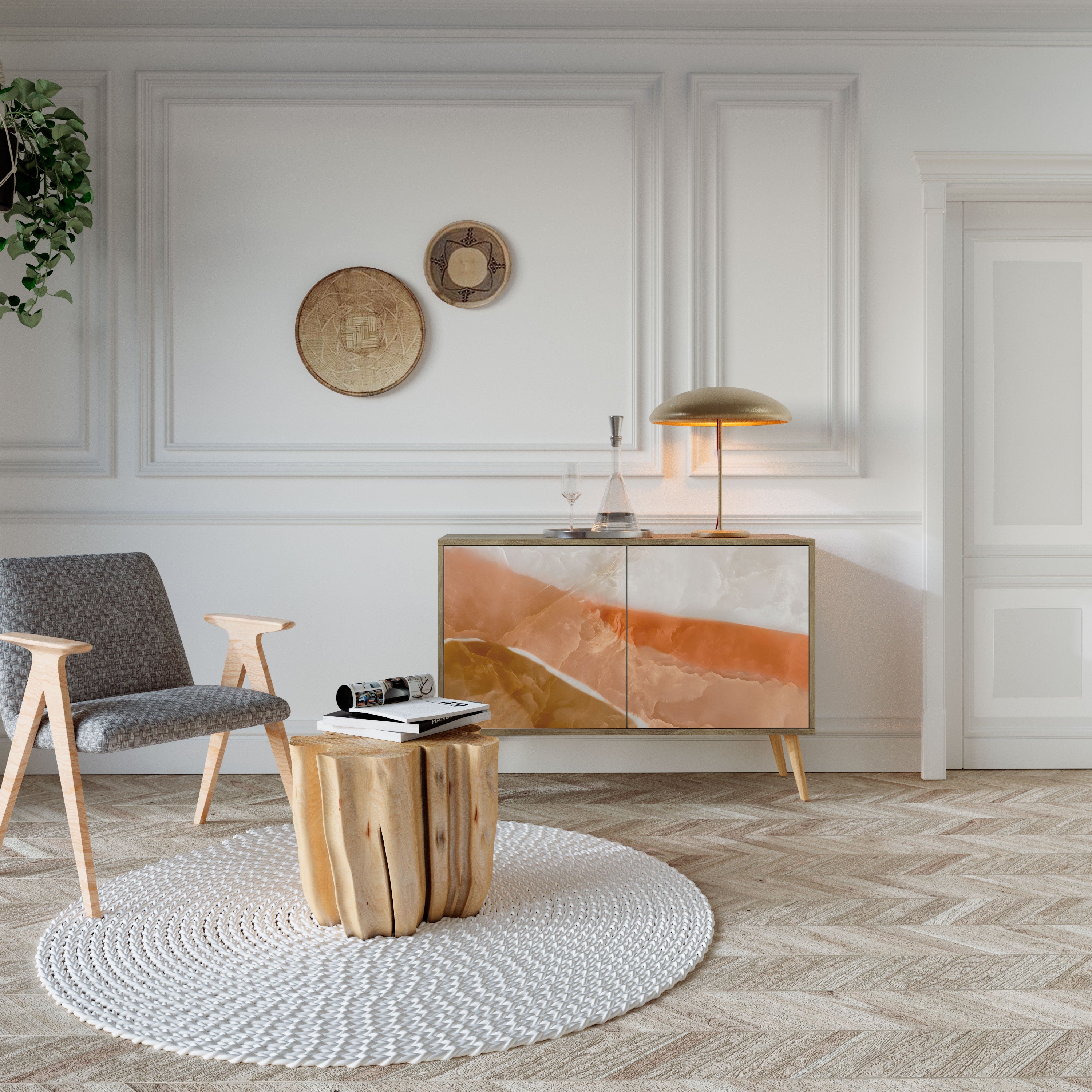 SANDHILLS SPLENDOUR Aparador de 2 Portas em Efeito Carvalho