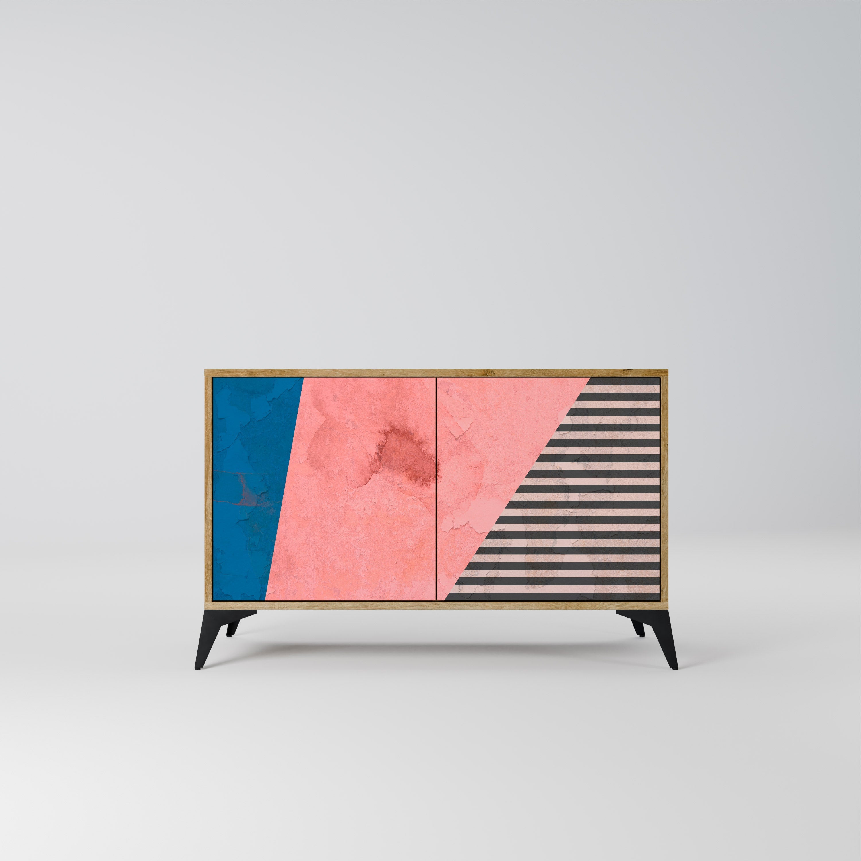 GLAMOROUS STRIPE Aparador de 2 Portas em Efeito Carvalho