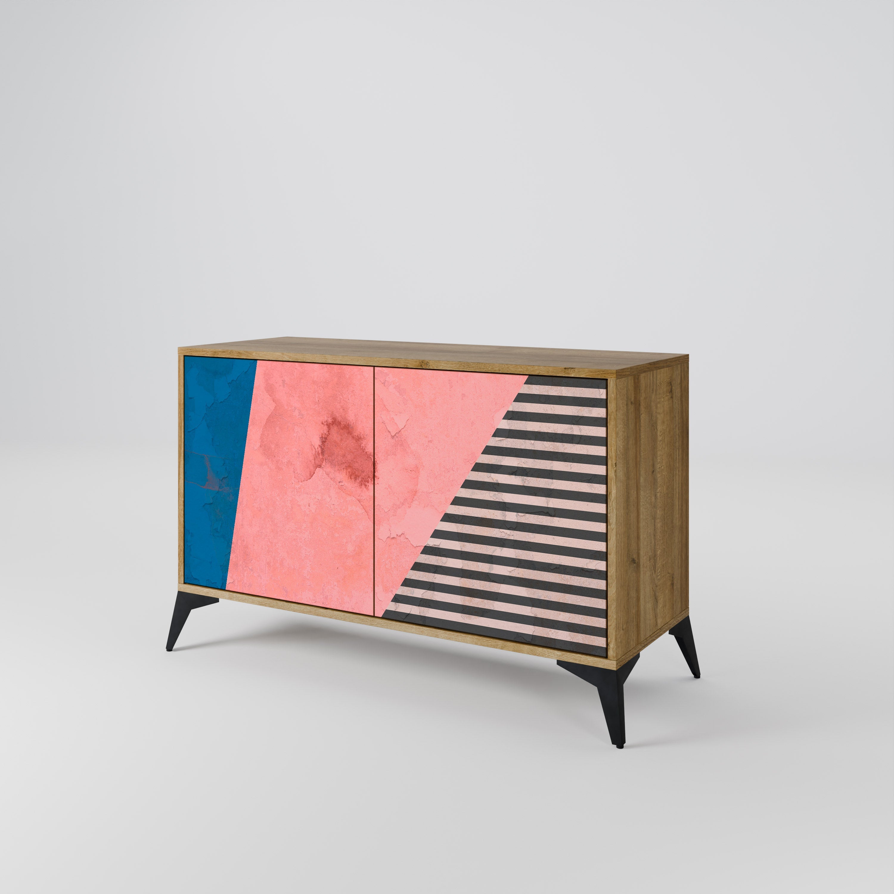 GLAMOROUS STRIPE Aparador de 2 Portas em Efeito Carvalho