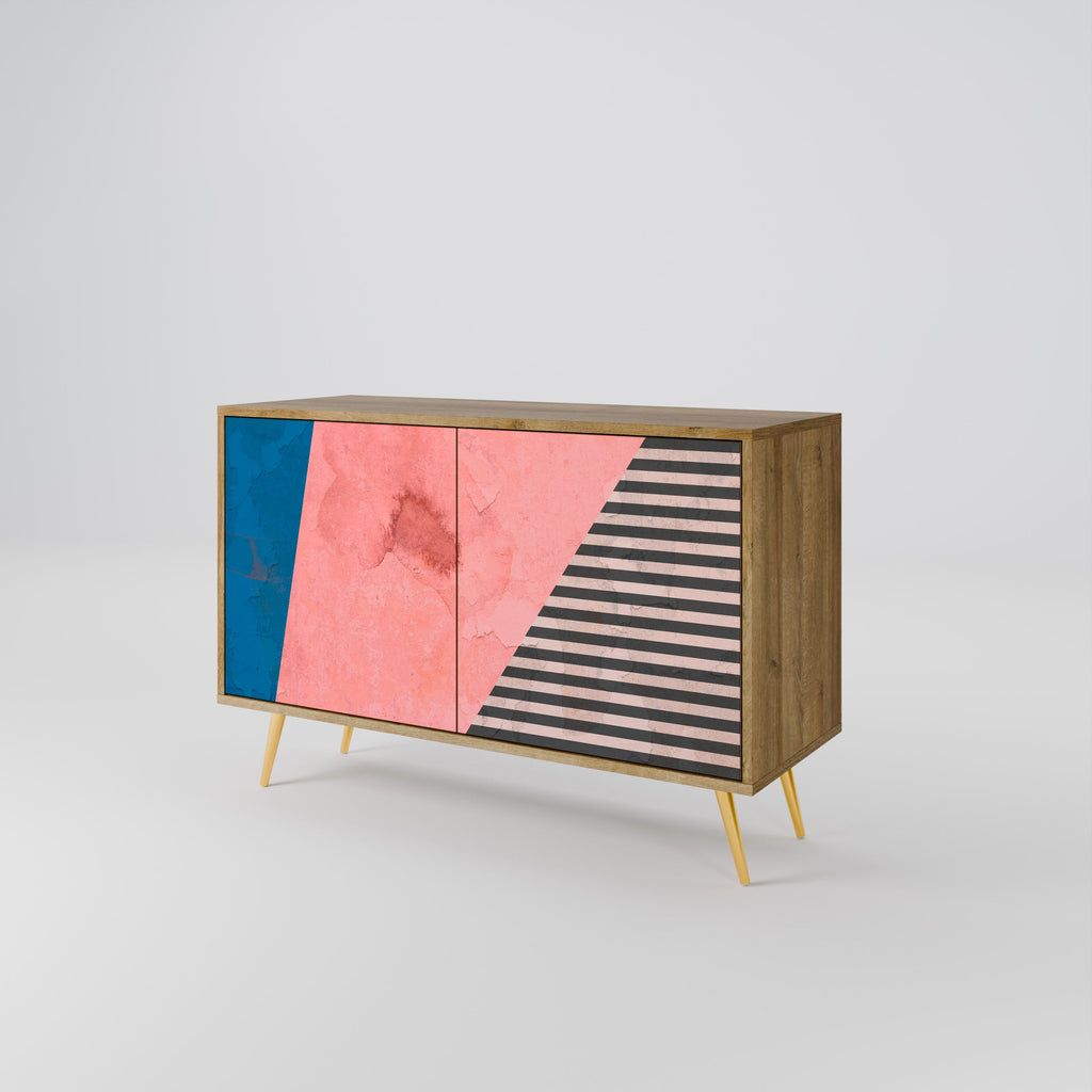 GLAMOROUS STRIPE Aparador de 2 Portas em Efeito Carvalho