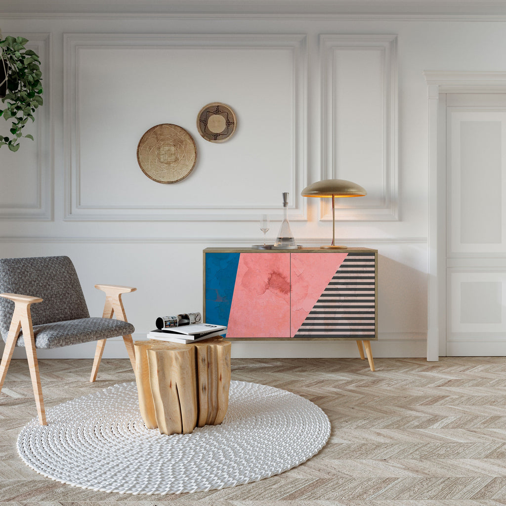 GLAMOROUS STRIPE Aparador de 2 Portas em Efeito Carvalho