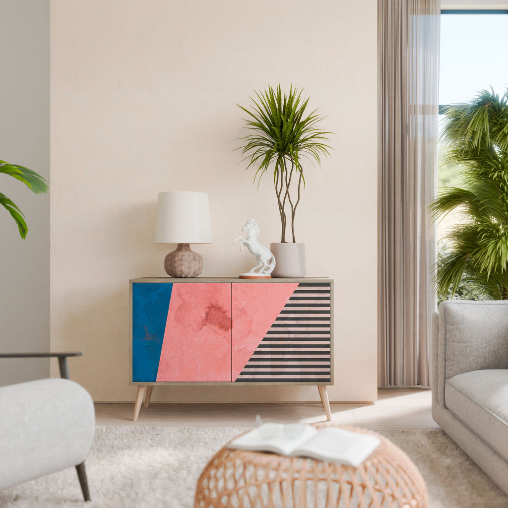 GLAMOROUS STRIPE Aparador de 2 Portas em Efeito Carvalho