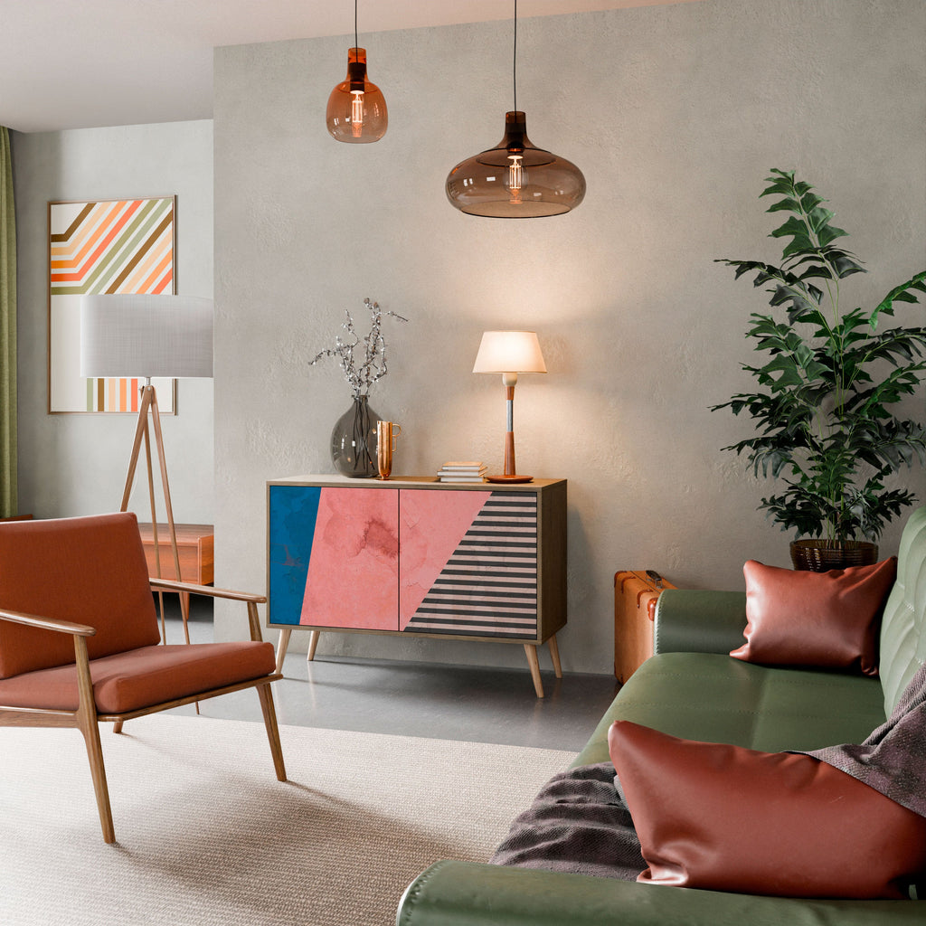 GLAMOROUS STRIPE Aparador de 2 Portas em Efeito Carvalho