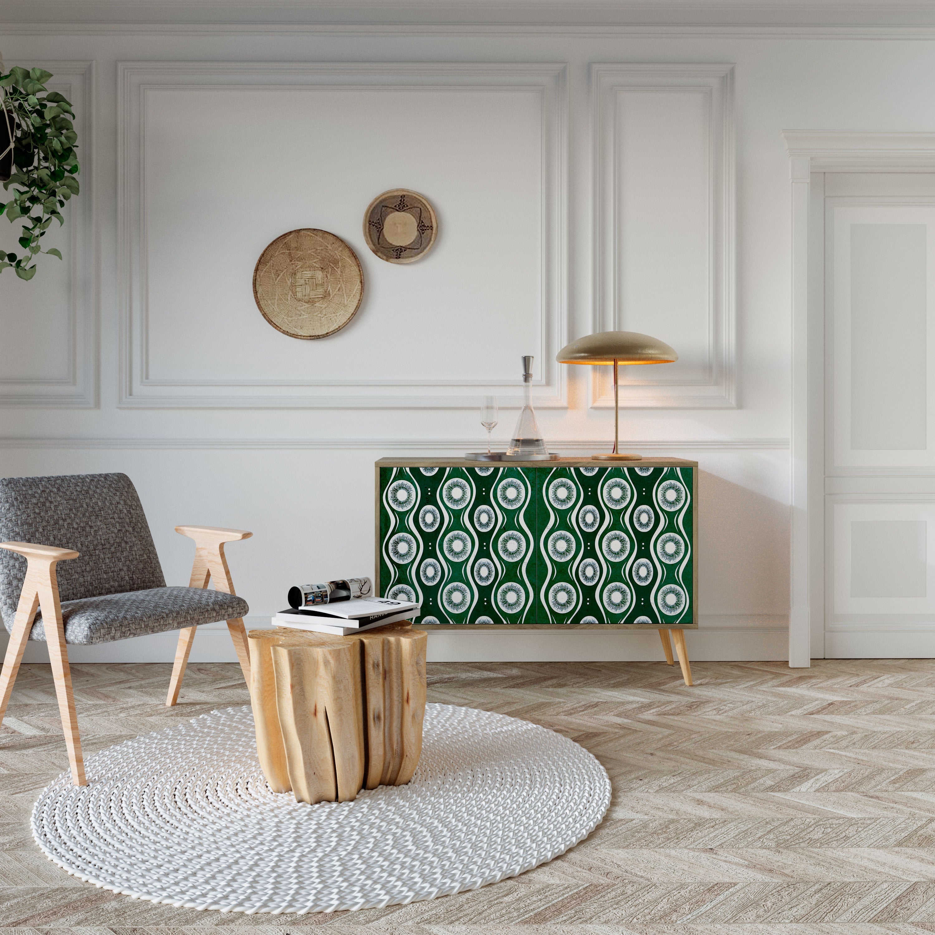 GREEN EYES Aparador de 2 Portas em Efeito Carvalho