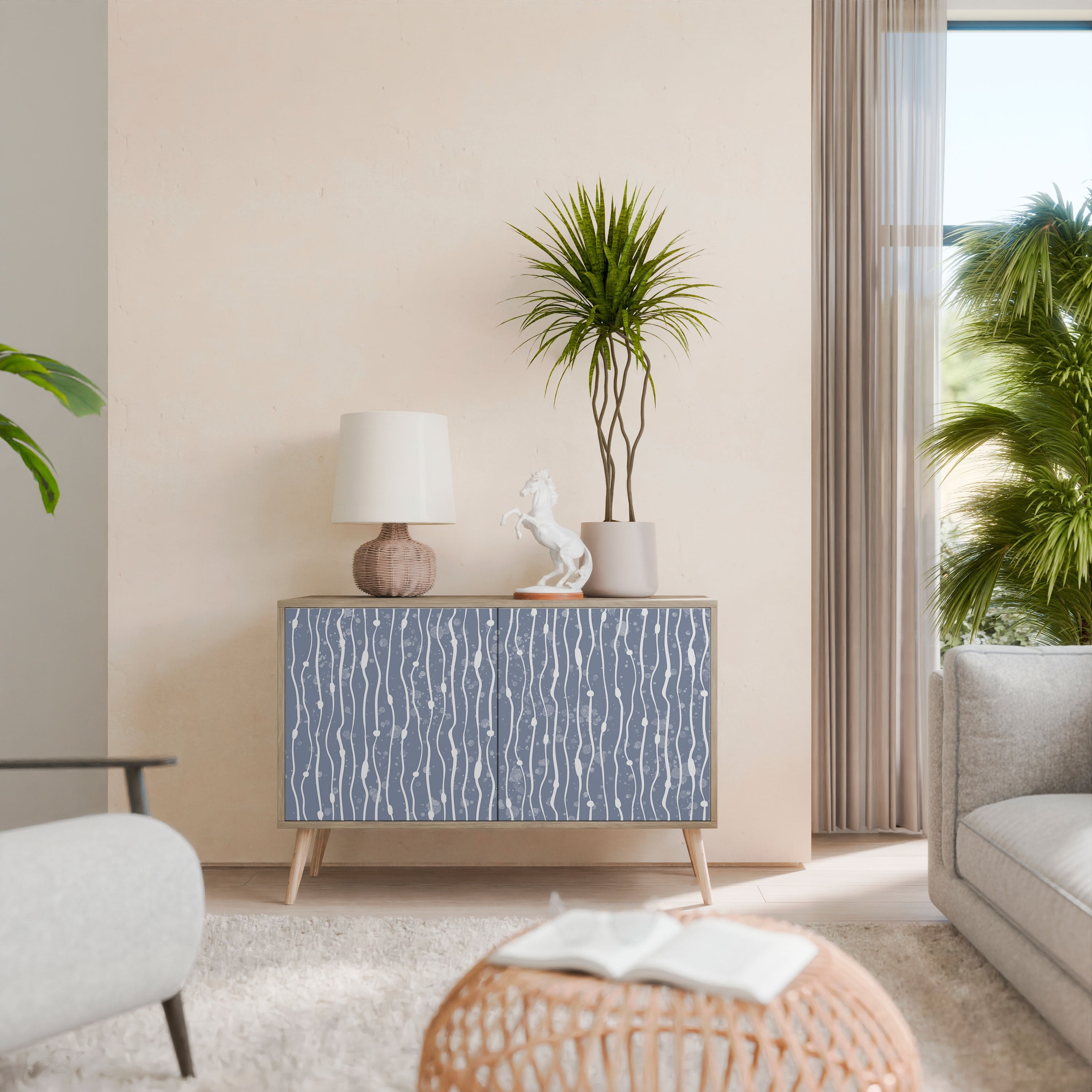 GRAPHITE RAIN Aparador de 2 Portas em Efeito Carvalho