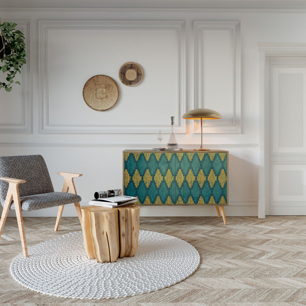 POLYGONS Aparador de 2 Portas em Efeito Carvalho