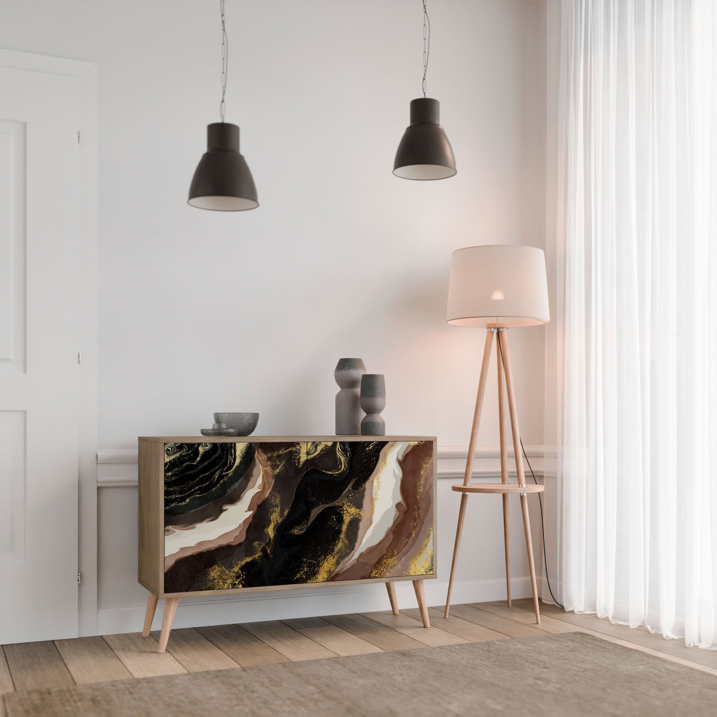 GOLD DUST Aparador de 2 Portas em Efeito Carvalho