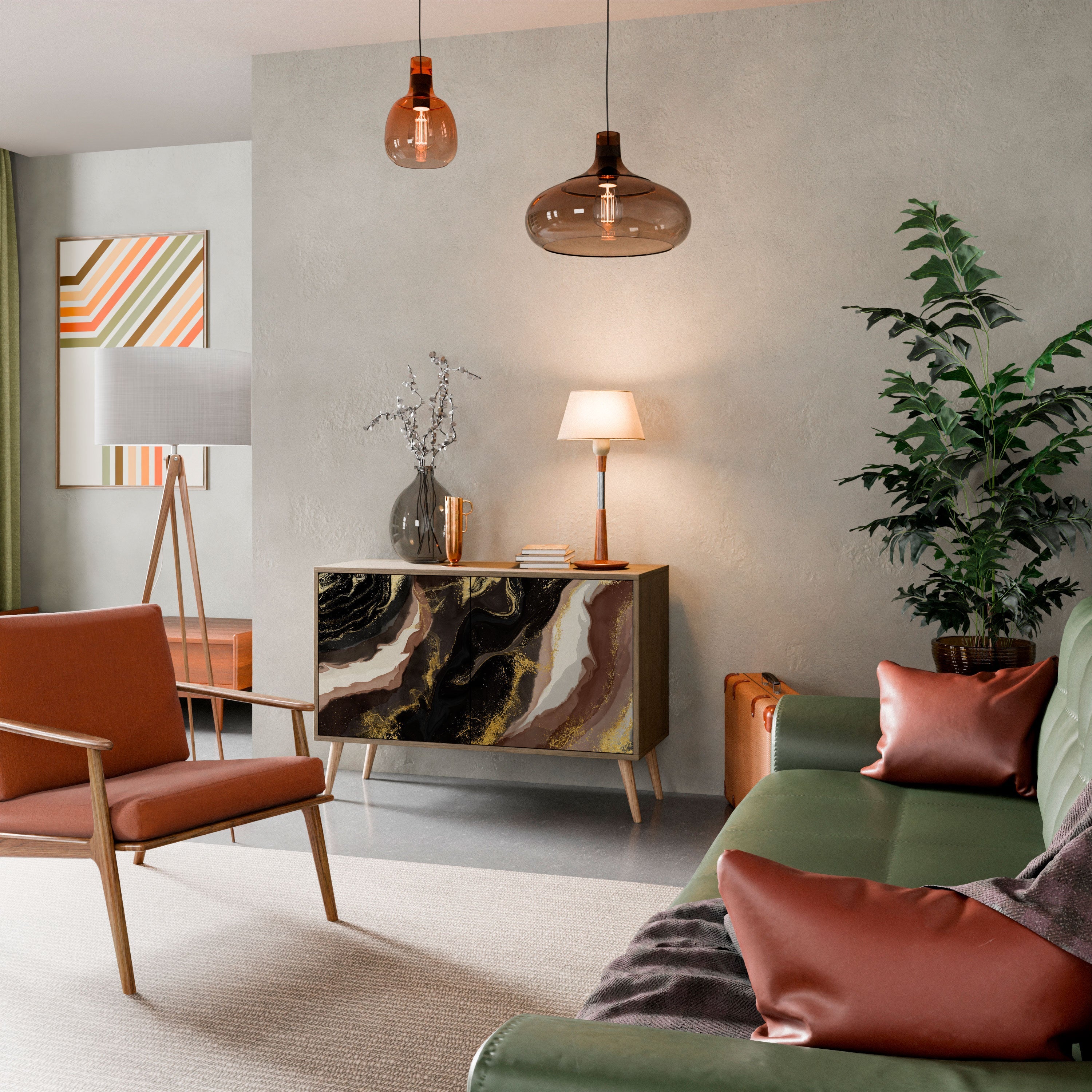 GOLD DUST Aparador de 2 Portas em Efeito Carvalho