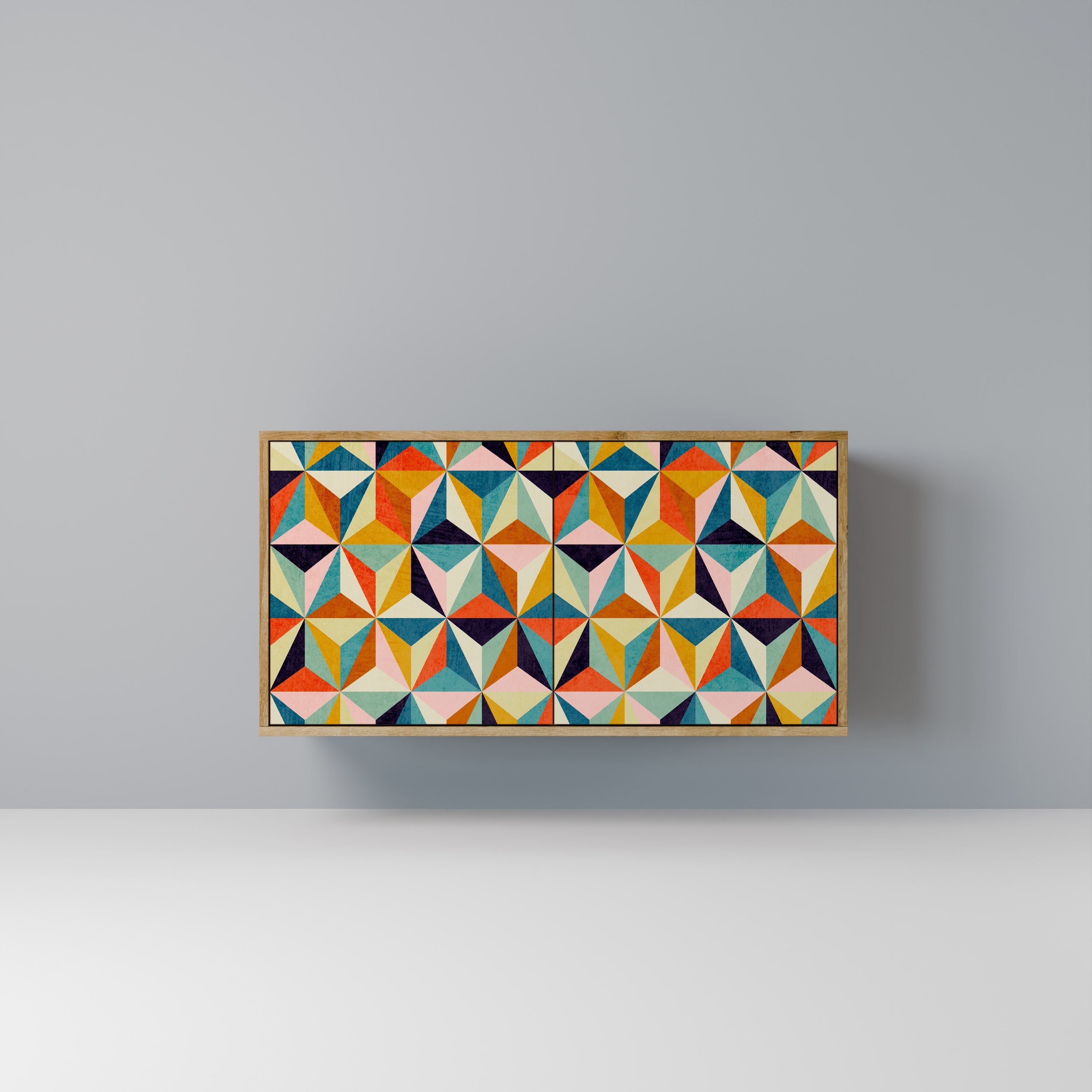 TESSELATE TREASURES Aparador de 2 Portas em Efeito Carvalho