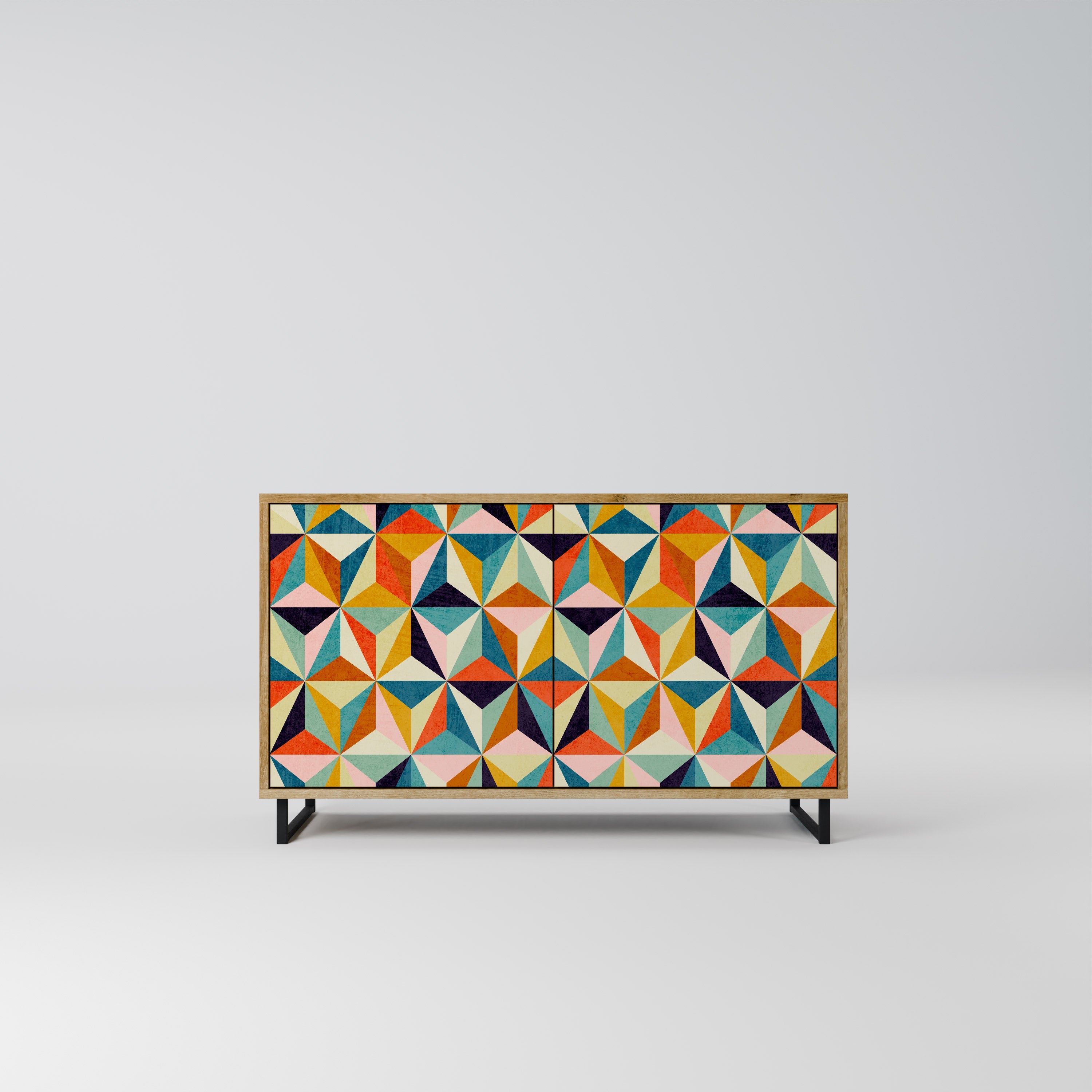 TESSELATE TREASURES Aparador de 2 Portas em Efeito Carvalho