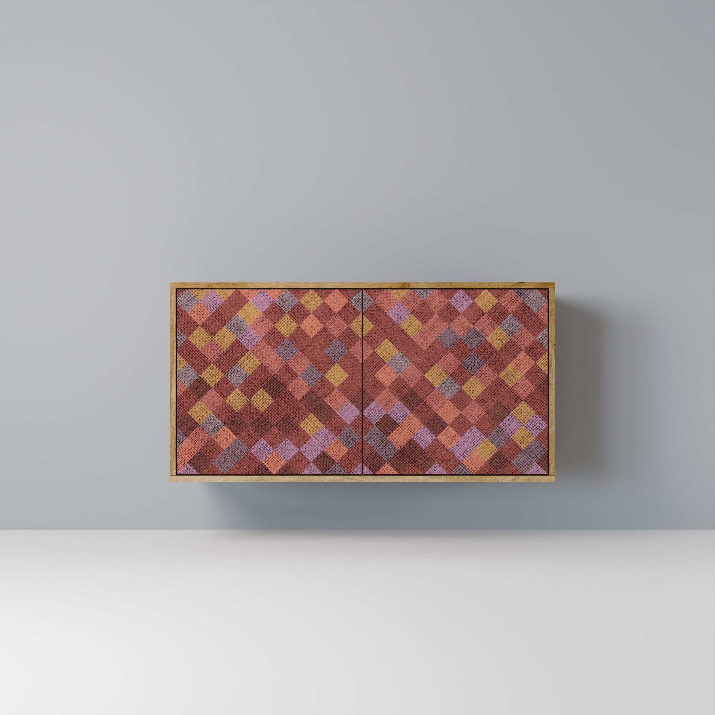 PAINTED SQUARES Aparador de 2 Portas em Efeito Carvalho