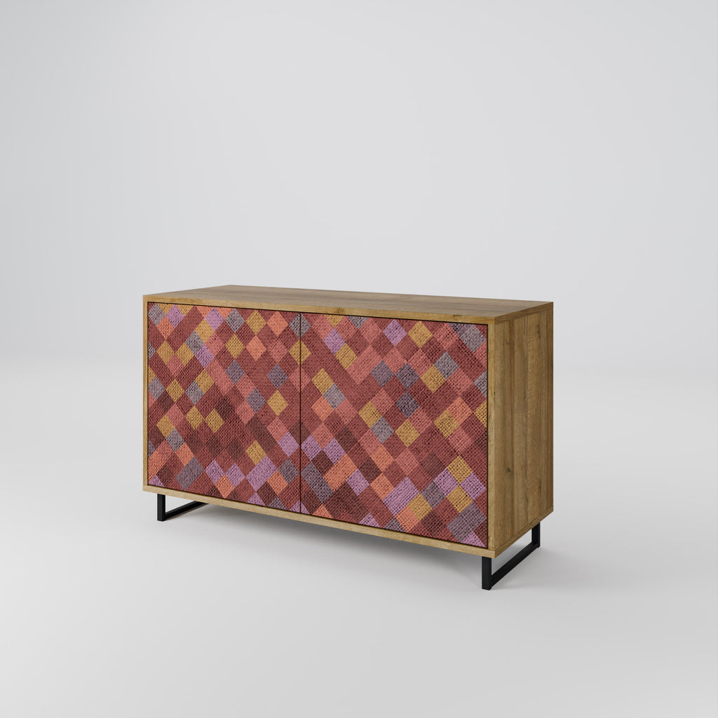 PAINTED SQUARES 2-Door Sideboard in Oak Effect